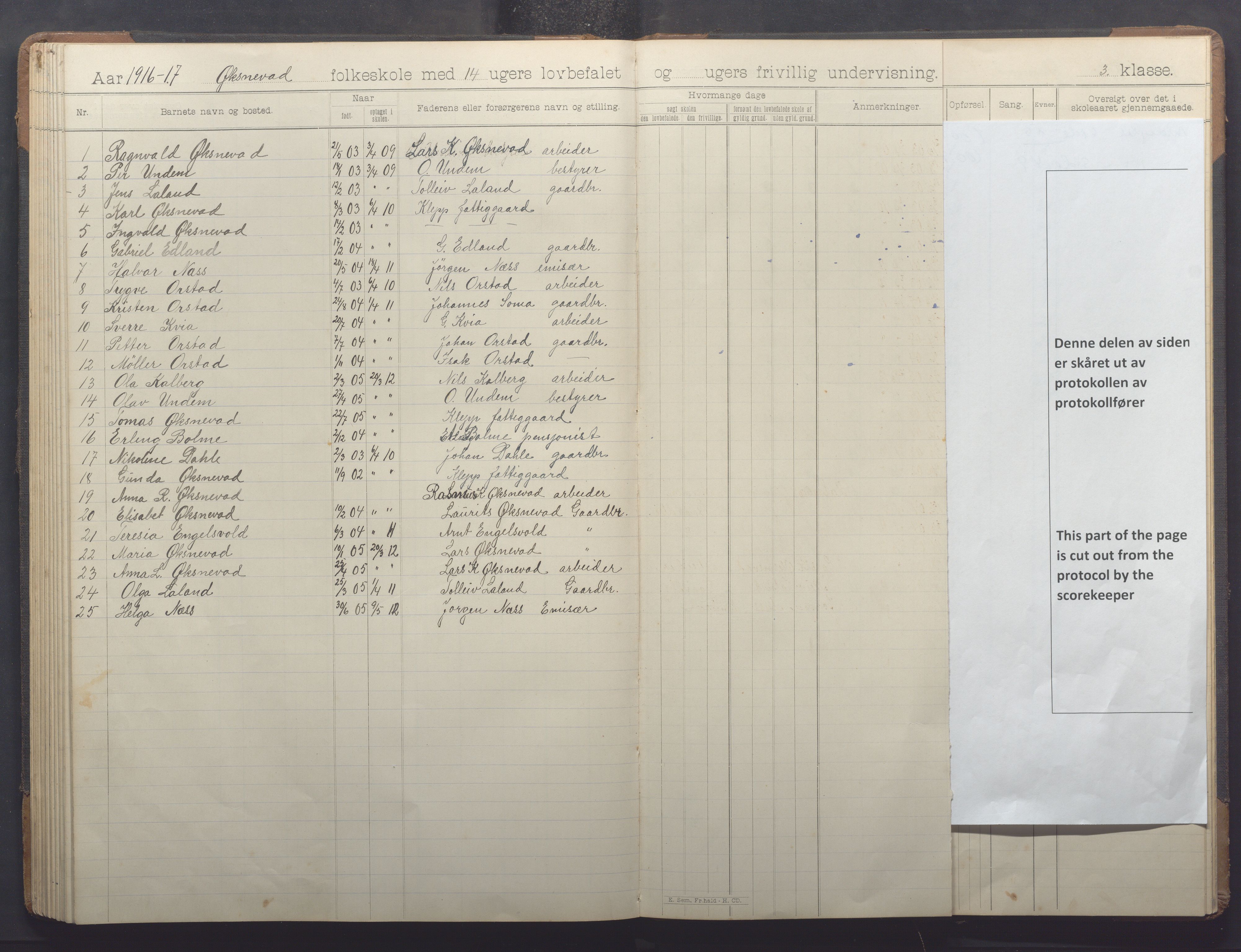 Klepp kommune - Engelsvoll skole, IKAR/K-100299/H/L0001: Skoleprotokoll, 1908-1918, s. 84