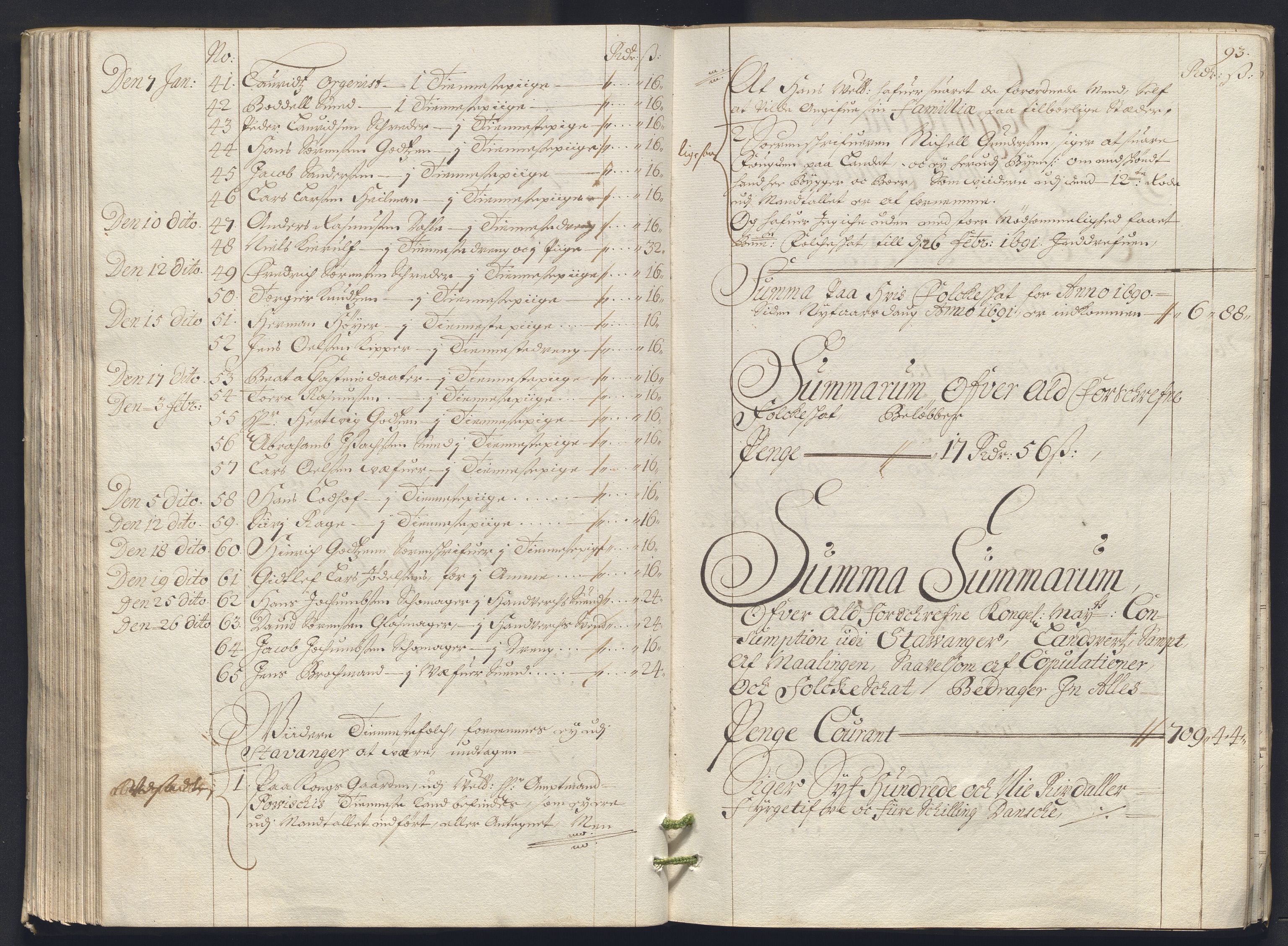 Rentekammeret inntil 1814, Reviderte regnskaper, Byregnskaper, AV/RA-EA-4066/R/Ro/L0333: [O25] Konsumpsjonsregnskap, 1690-1704, s. 249