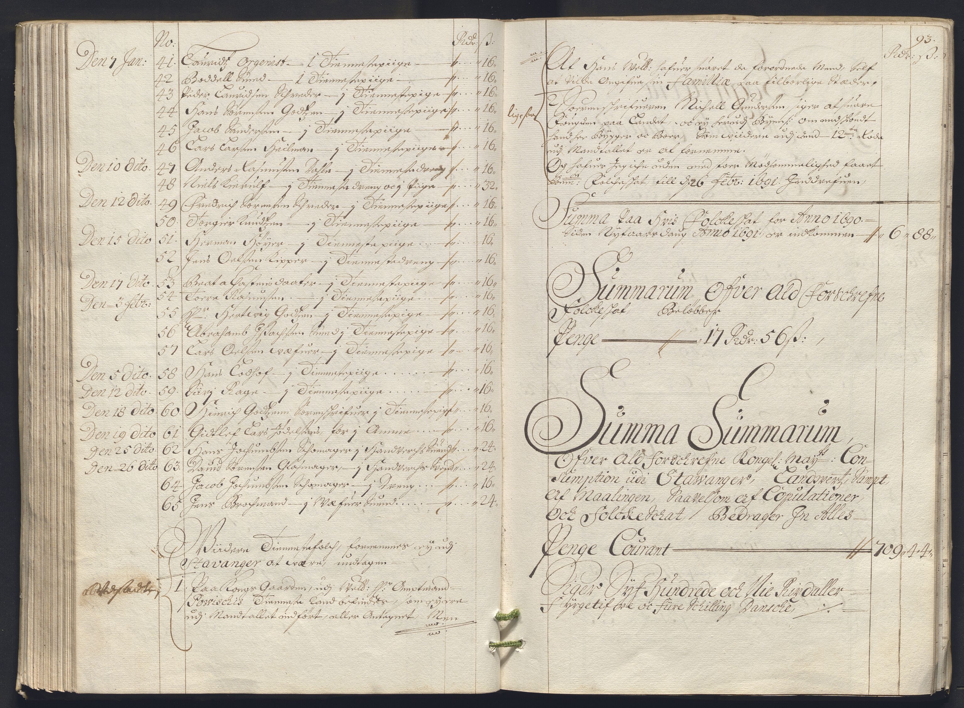 Rentekammeret inntil 1814, Reviderte regnskaper, Byregnskaper, RA/EA-4066/R/Ro/L0333: [O25] Konsumpsjonsregnskap, 1690-1704, s. 249