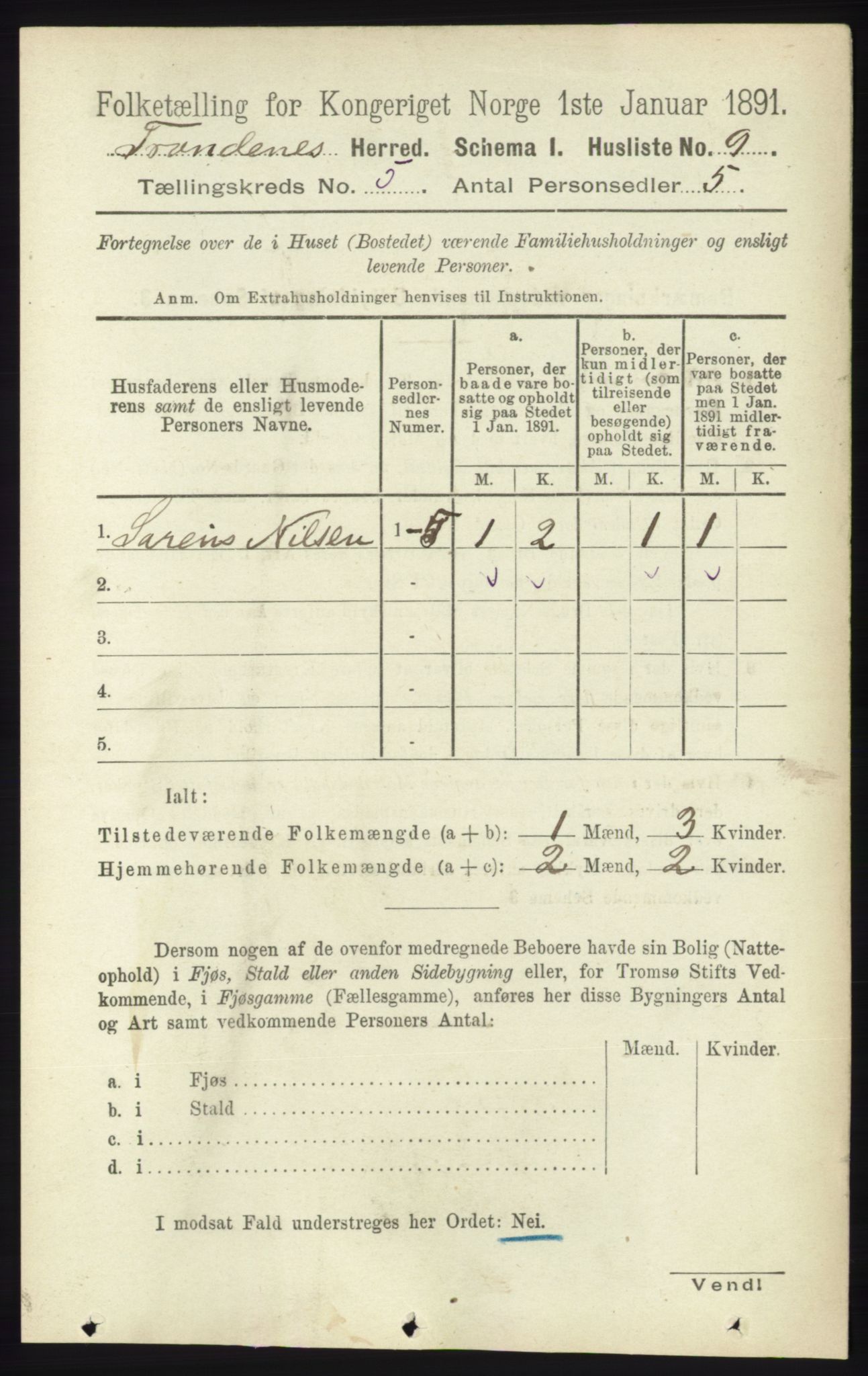 RA, Folketelling 1891 for 1914 Trondenes herred, 1891, s. 2704