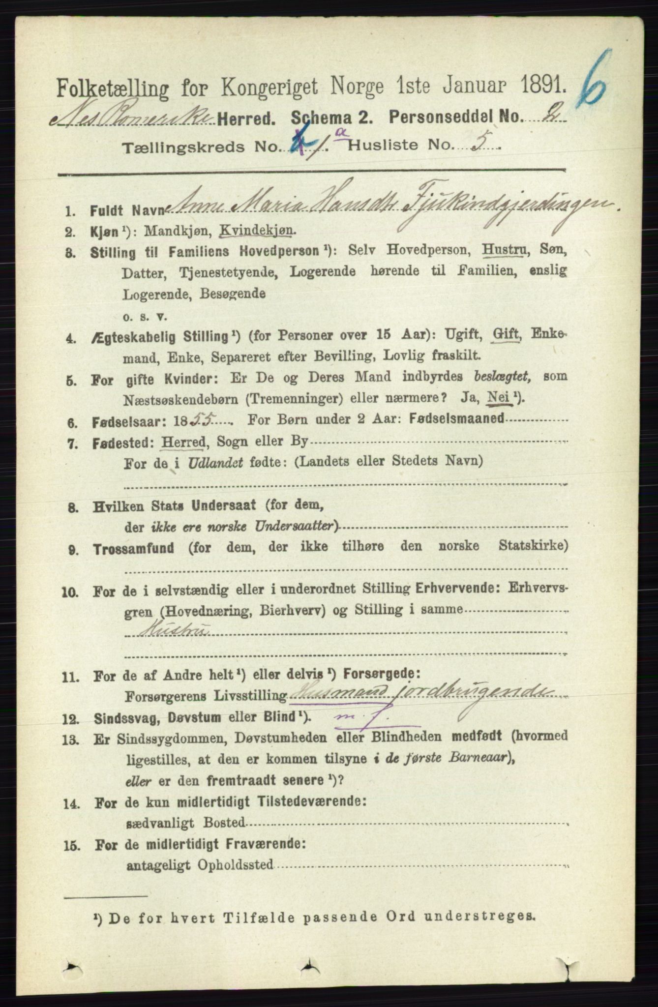 RA, Folketelling 1891 for 0236 Nes herred, 1891, s. 150