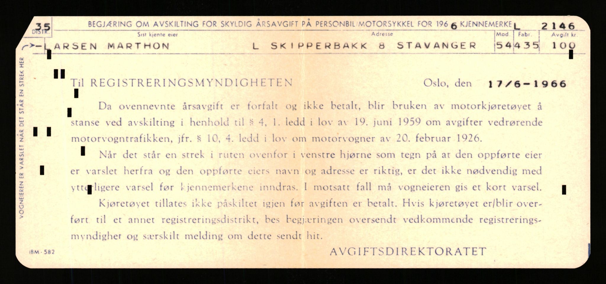 Stavanger trafikkstasjon, AV/SAST-A-101942/0/F/L0006: L-1700 - L-2149, 1930-1971, s. 2057