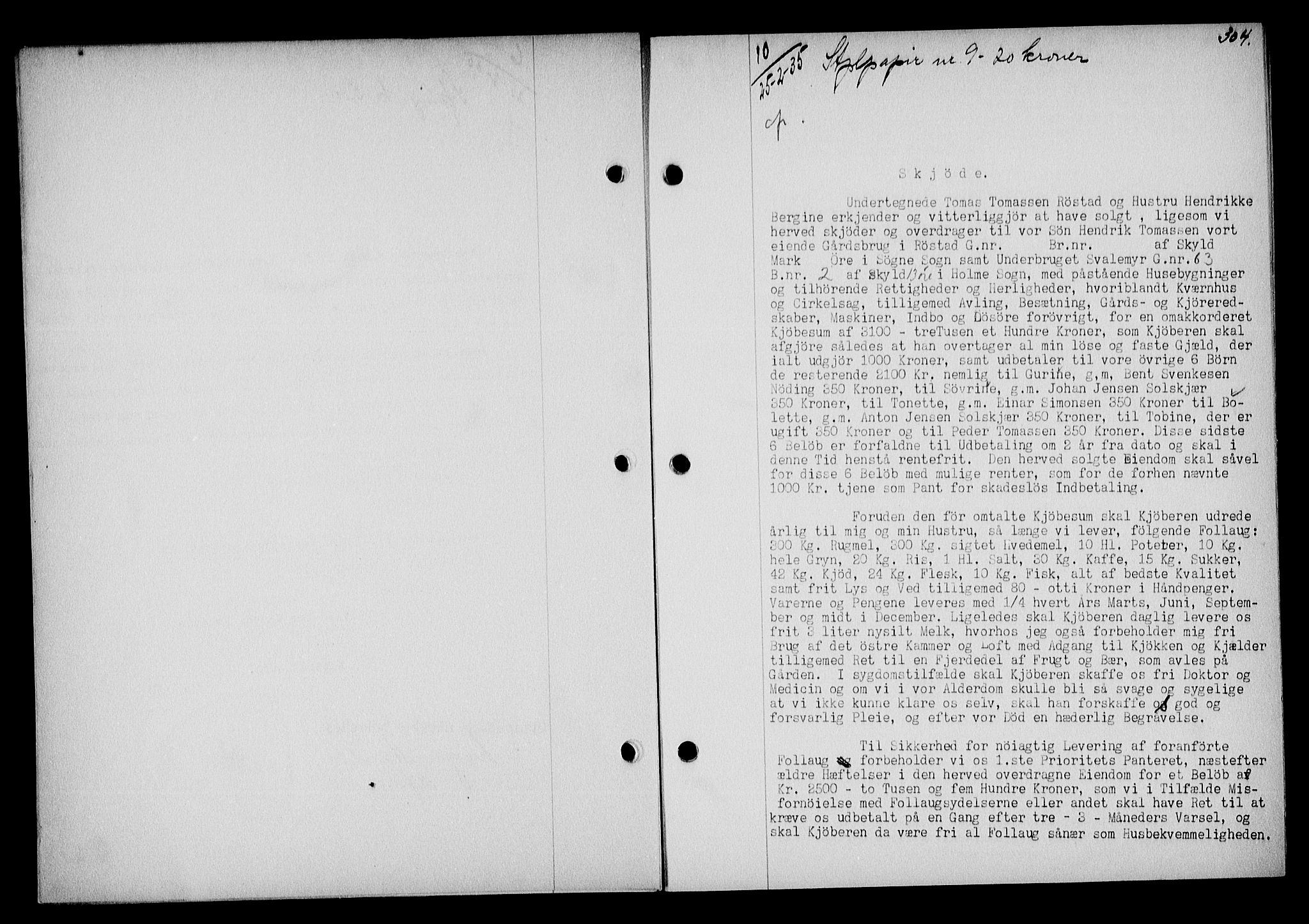 Mandal sorenskriveri, SAK/1221-0005/001/G/Gb/Gba/L0068: Pantebok nr. A-5, 1934-1935, Tingl.dato: 25.02.1935