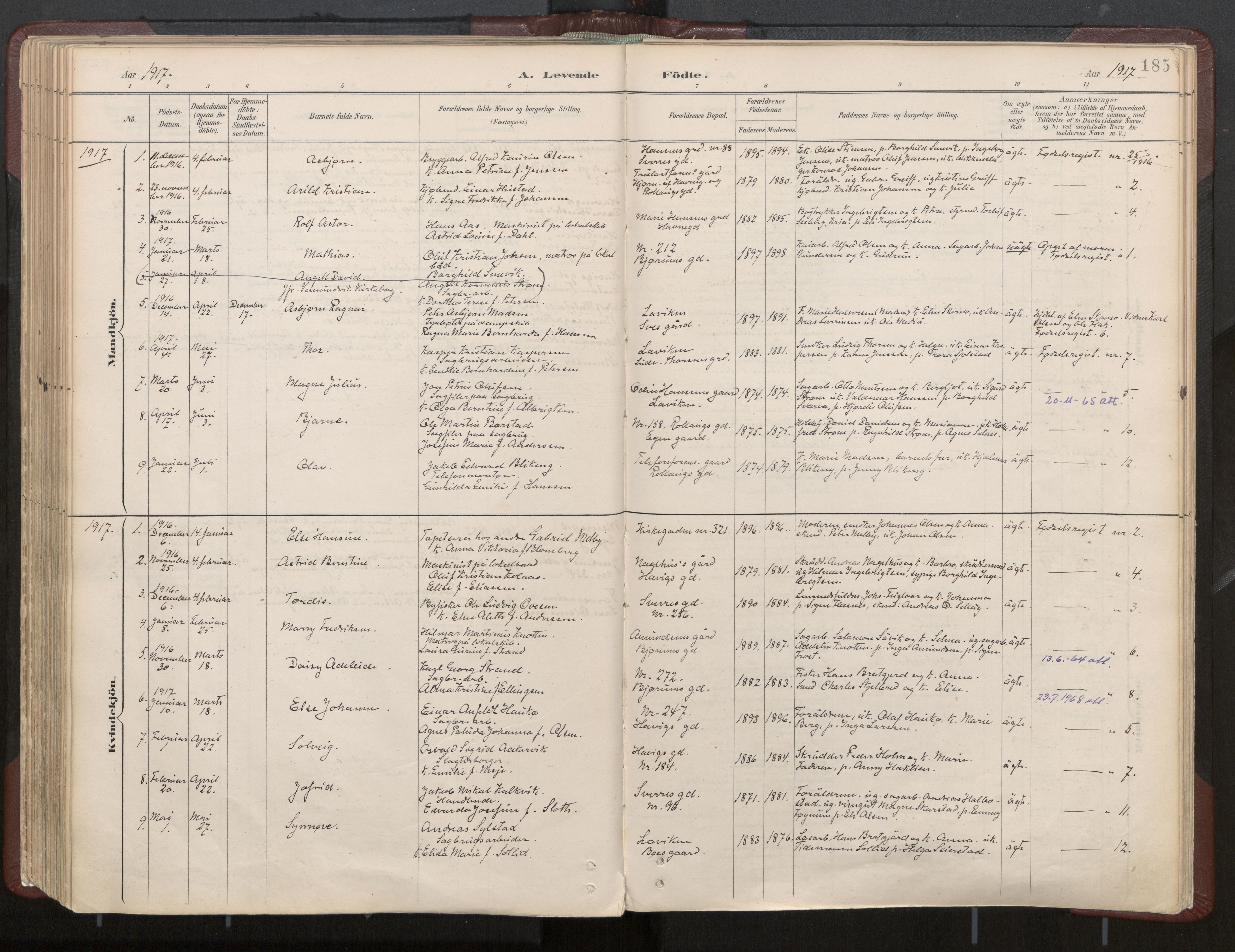 Ministerialprotokoller, klokkerbøker og fødselsregistre - Nord-Trøndelag, SAT/A-1458/768/L0574: Ministerialbok nr. 768A08, 1887-1927, s. 185