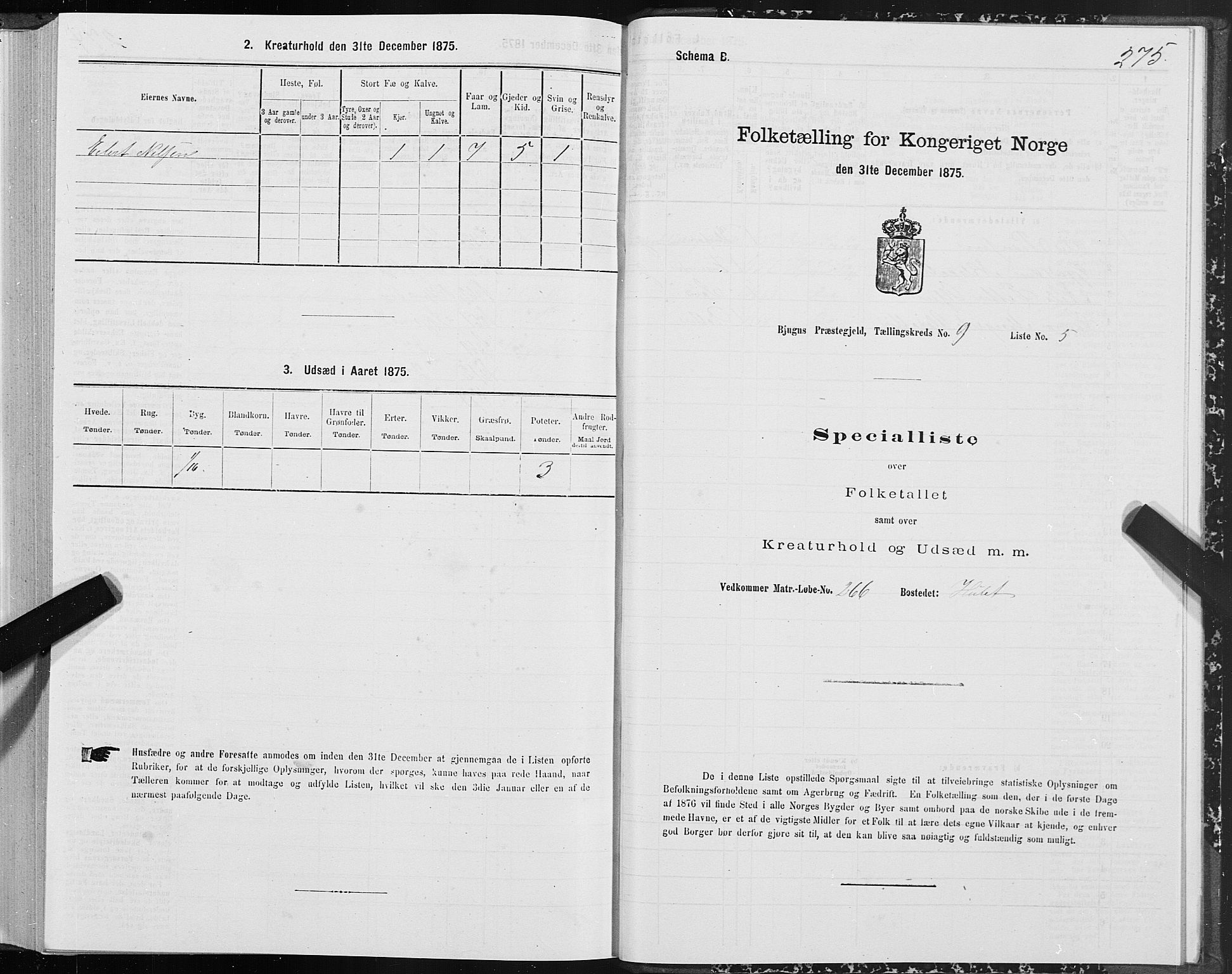 SAT, Folketelling 1875 for 1627P Bjugn prestegjeld, 1875, s. 4275