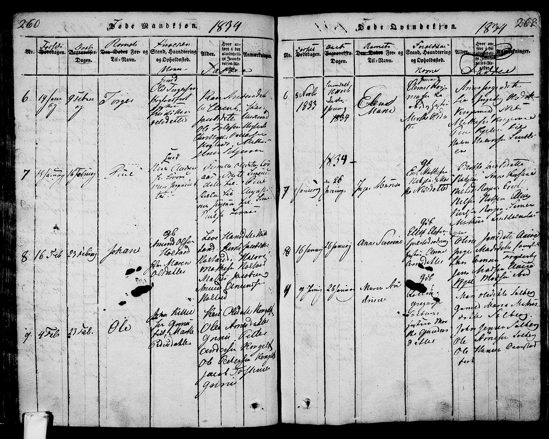 Lardal kirkebøker, SAKO/A-350/F/Fa/L0005: Ministerialbok nr. I 5, 1814-1835, s. 260-261
