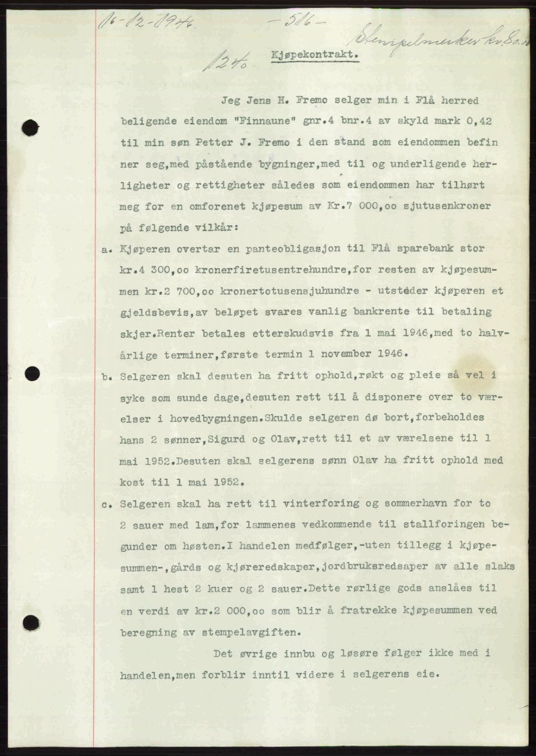 Gauldal sorenskriveri, SAT/A-0014/1/2/2C: Pantebok nr. A2, 1946-1946, Dagboknr: 1240/1946