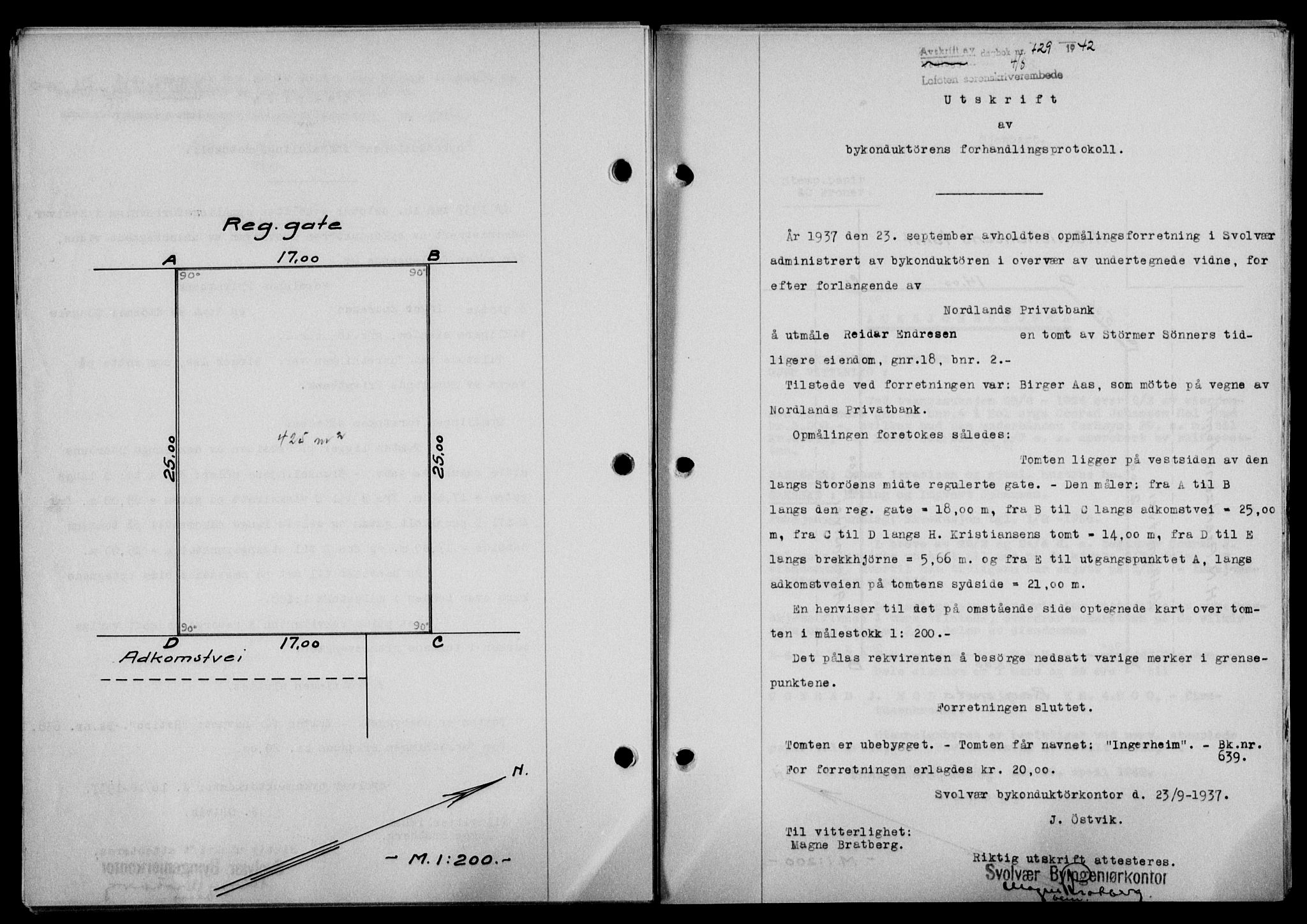 Lofoten sorenskriveri, SAT/A-0017/1/2/2C/L0009a: Pantebok nr. 9a, 1941-1942, Dagboknr: 729/1942
