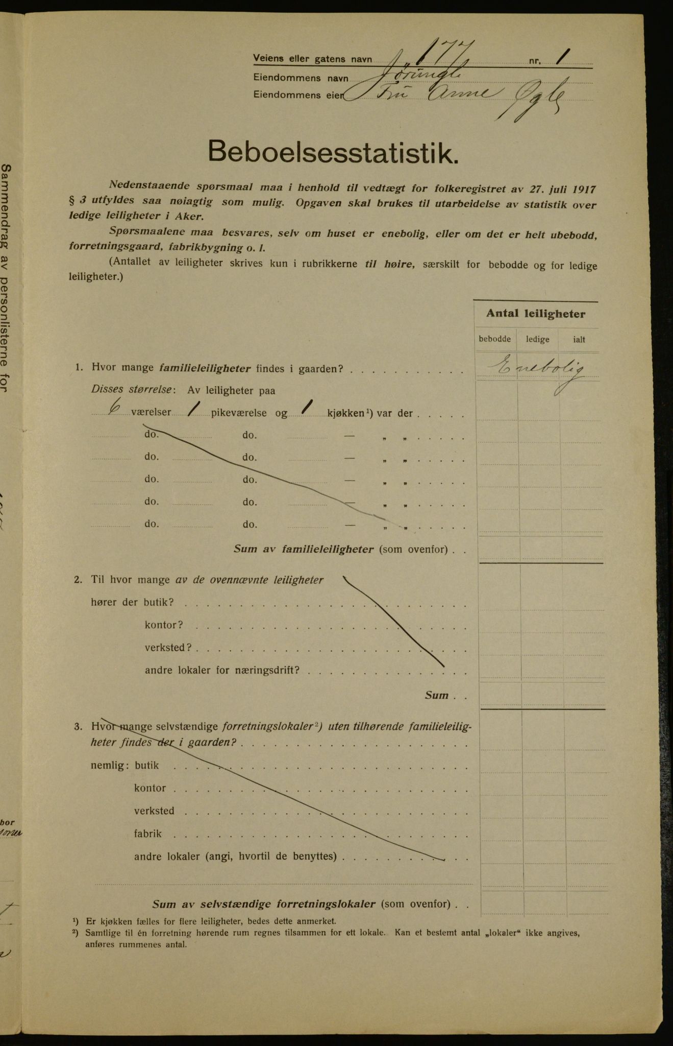 OBA, Kommunal folketelling 1.12.1917 for Aker, 1917, s. 26