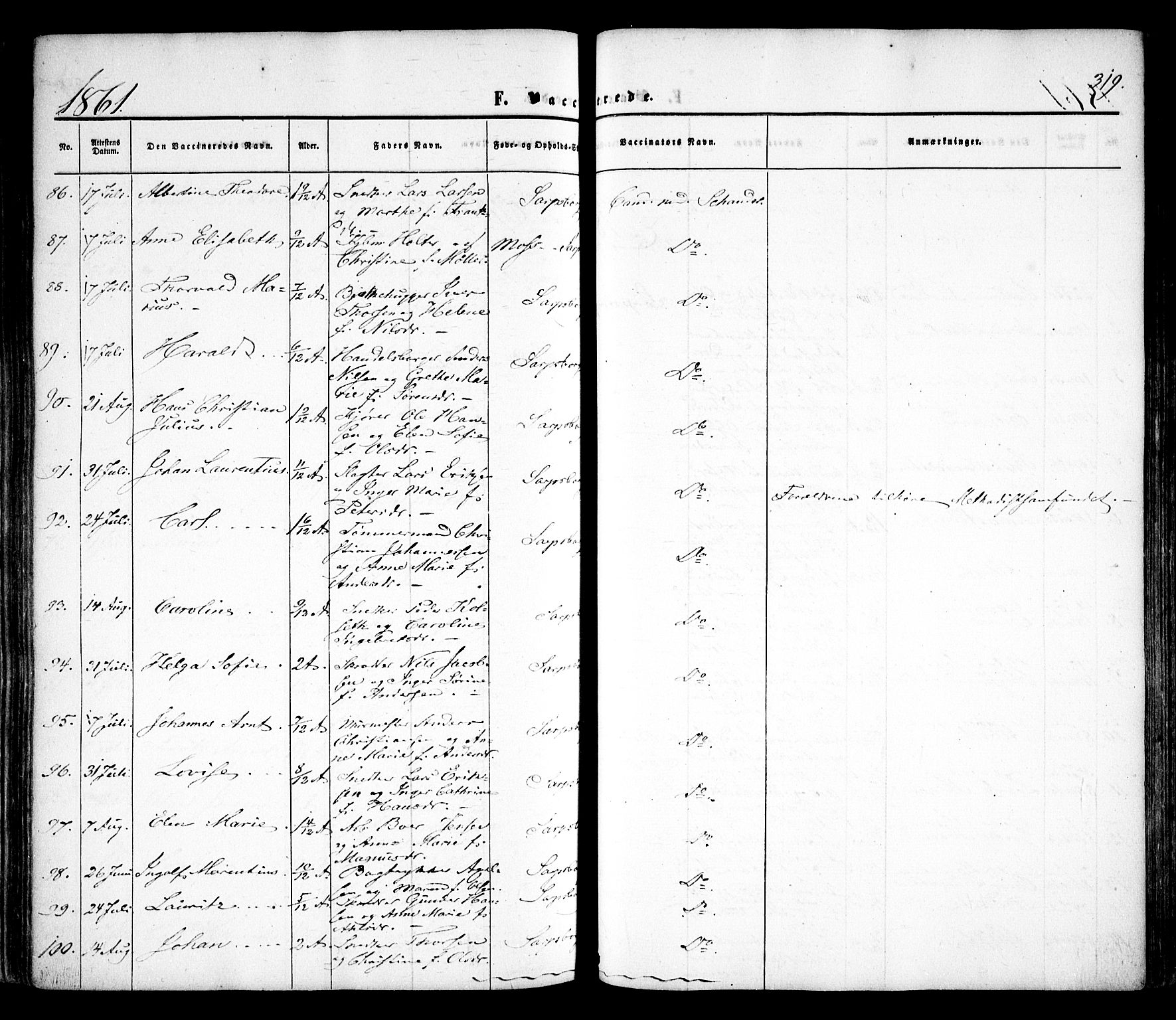 Sarpsborg prestekontor Kirkebøker, AV/SAO-A-2006/F/Fa/L0001: Ministerialbok nr. 1, 1859-1868, s. 319