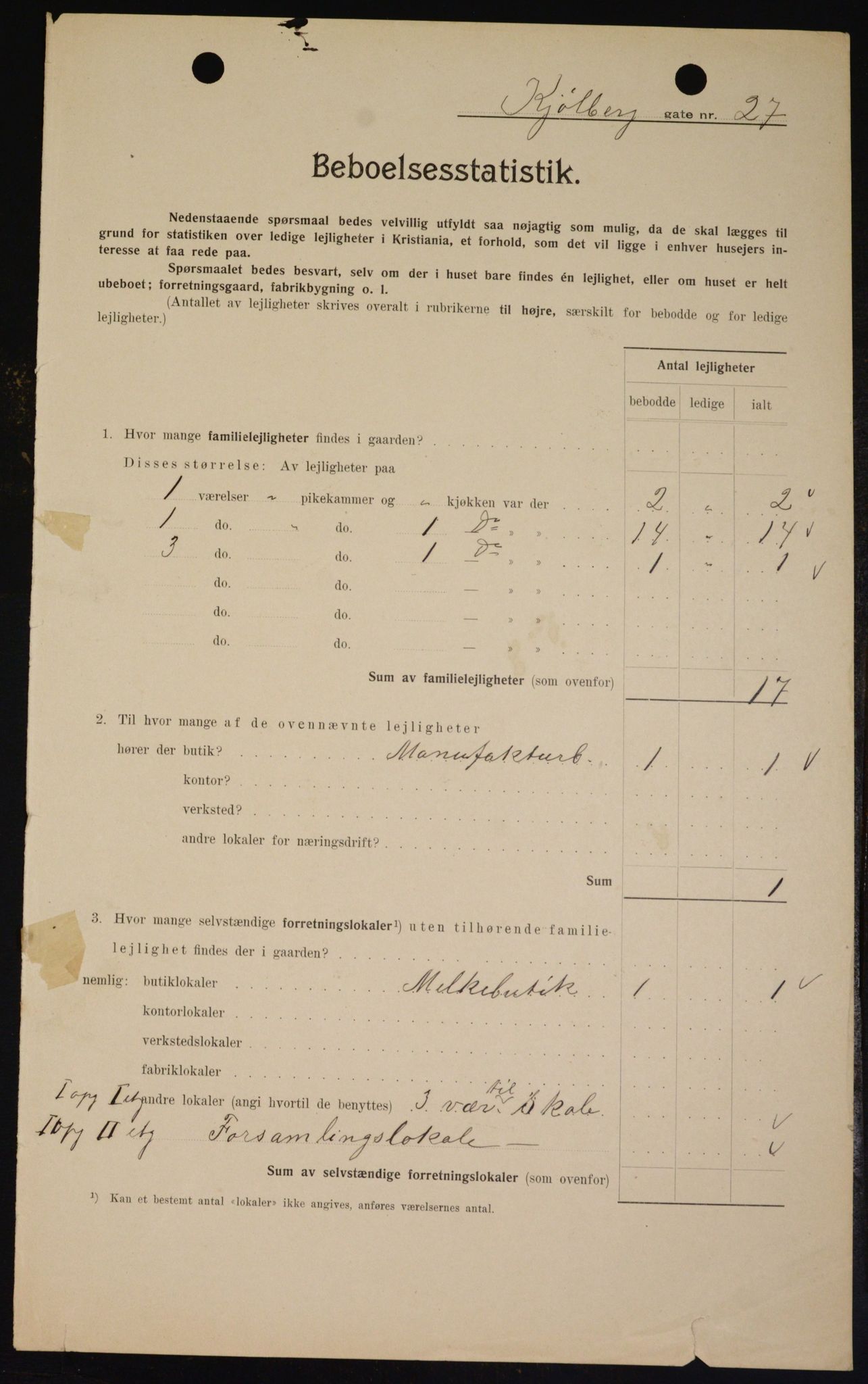 OBA, Kommunal folketelling 1.2.1909 for Kristiania kjøpstad, 1909, s. 47546