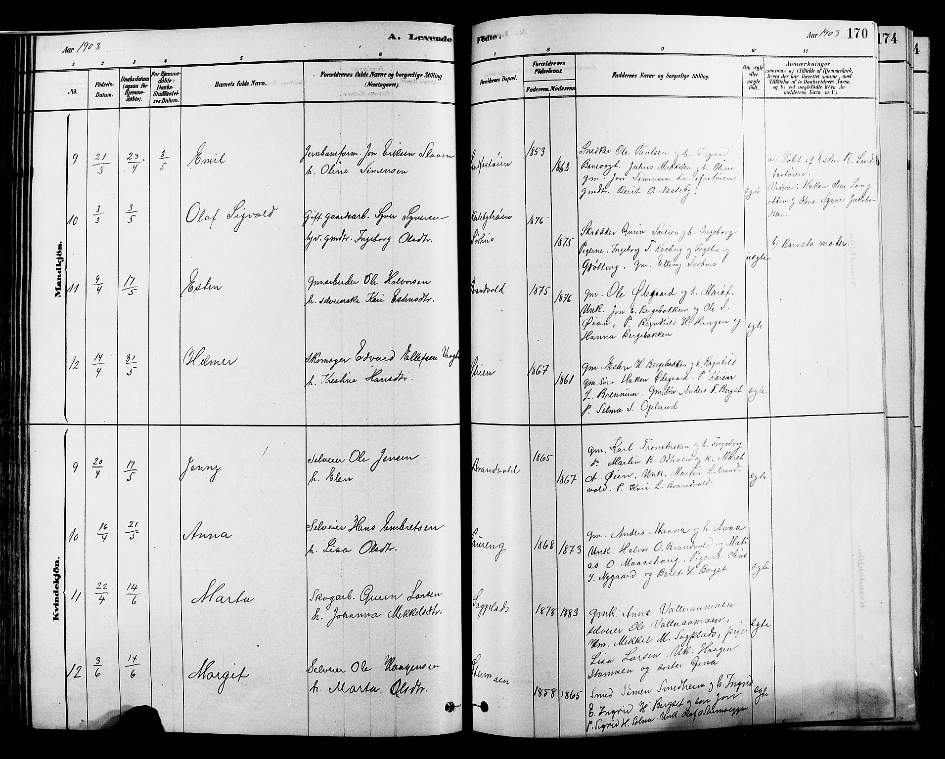 Alvdal prestekontor, SAH/PREST-060/H/Ha/Hab/L0003: Klokkerbok nr. 3, 1878-1907, s. 170