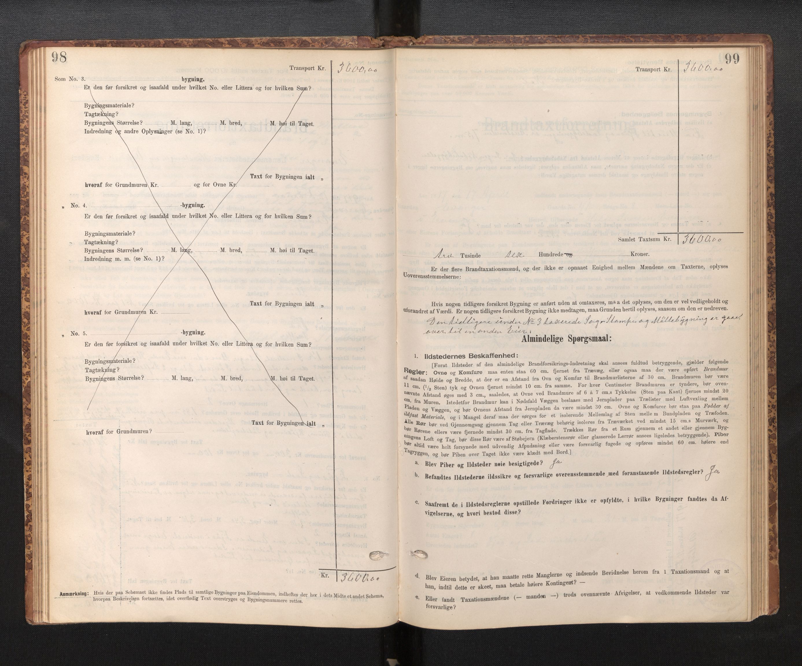 Lensmannen i Evanger, SAB/A-31701/0012/L0005: Branntakstprotokoll, skjematakst, 1895-1935, s. 98-99