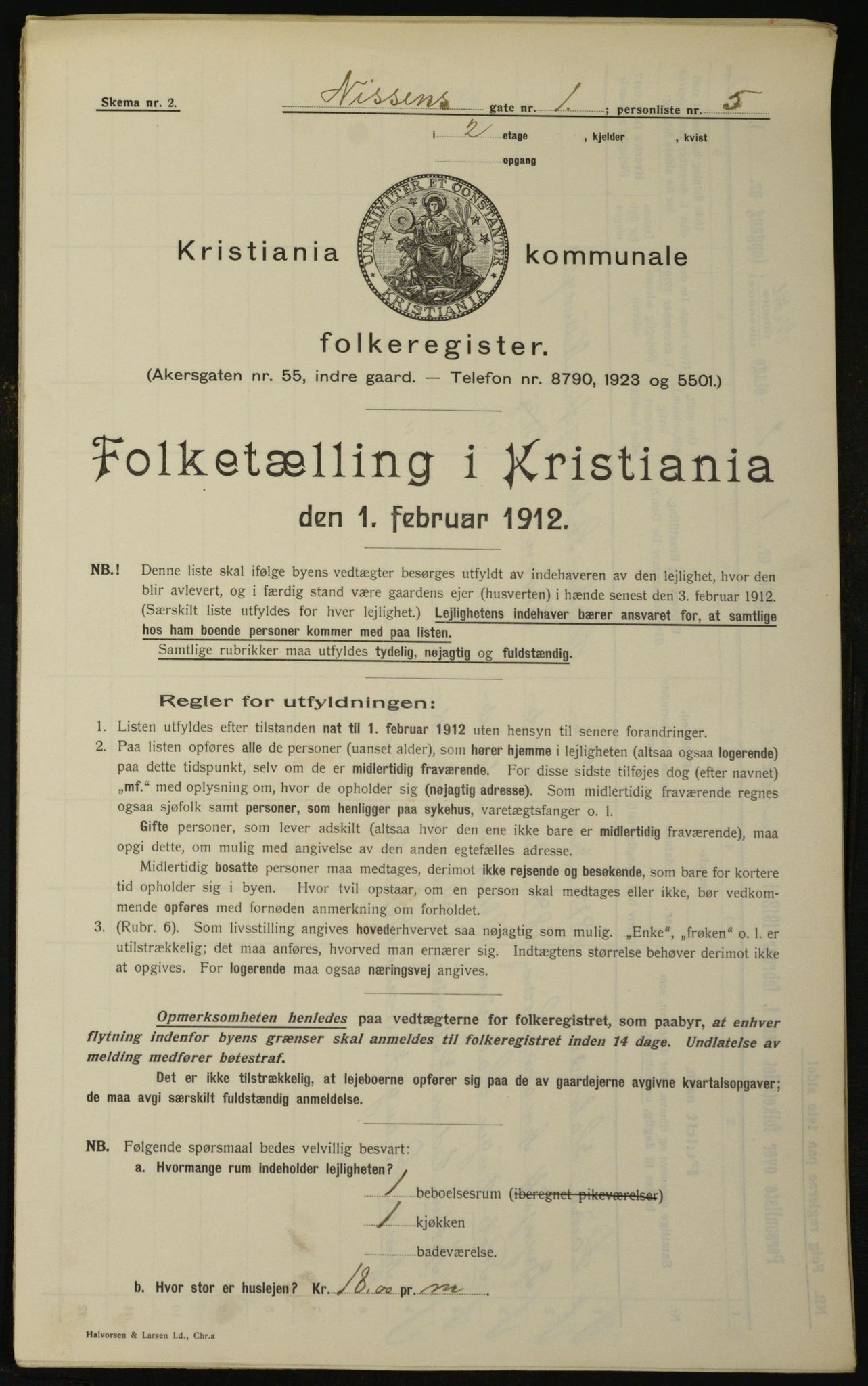 OBA, Kommunal folketelling 1.2.1912 for Kristiania, 1912, s. 71712