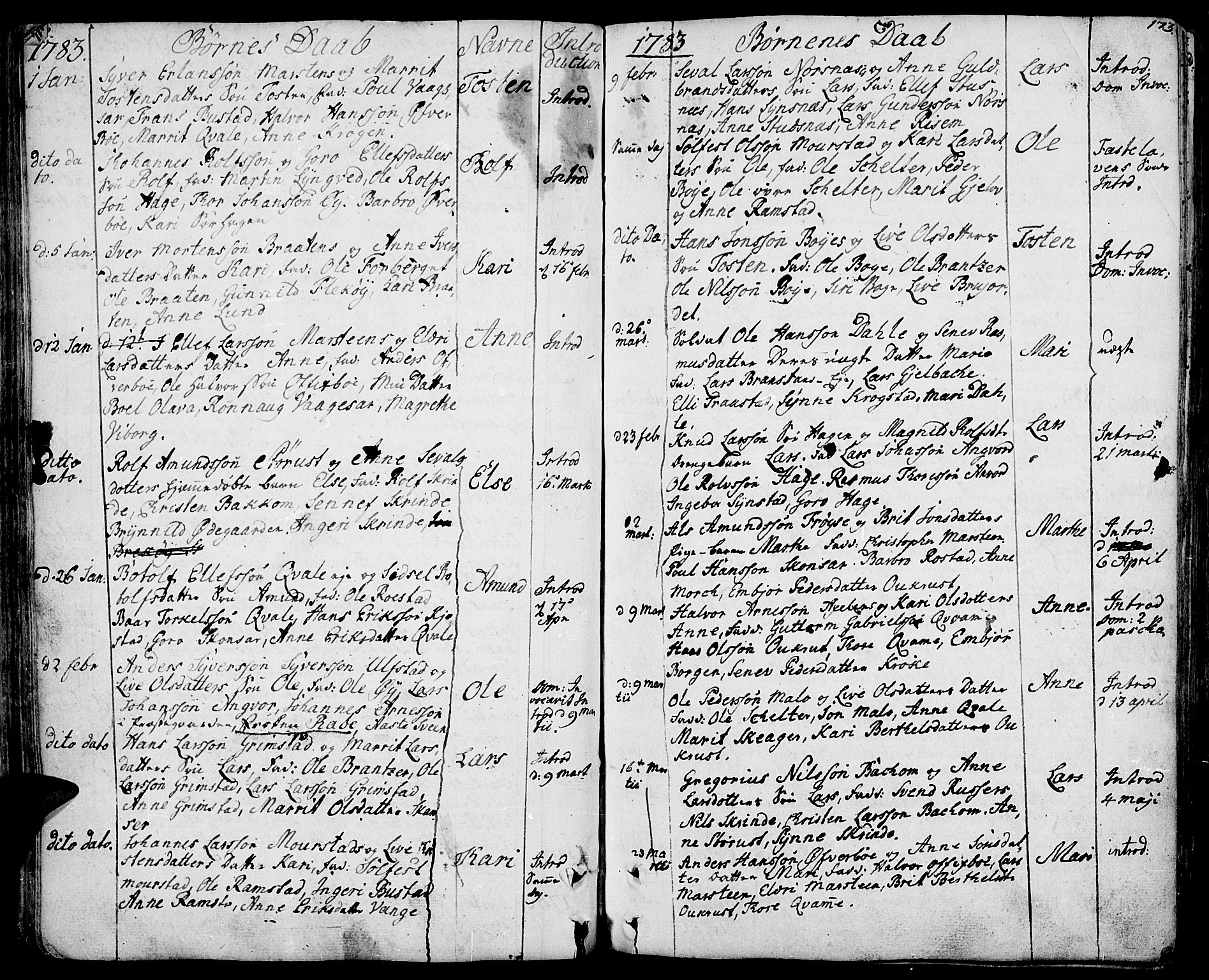 Lom prestekontor, AV/SAH-PREST-070/K/L0002: Ministerialbok nr. 2, 1749-1801, s. 172-173