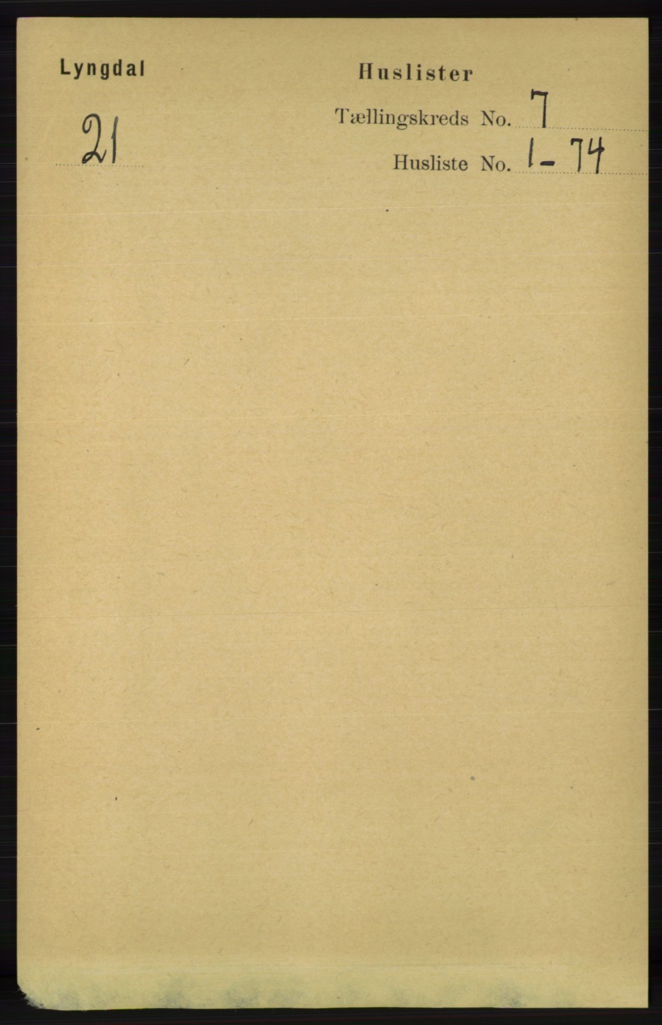 RA, Folketelling 1891 for 1032 Lyngdal herred, 1891, s. 2837