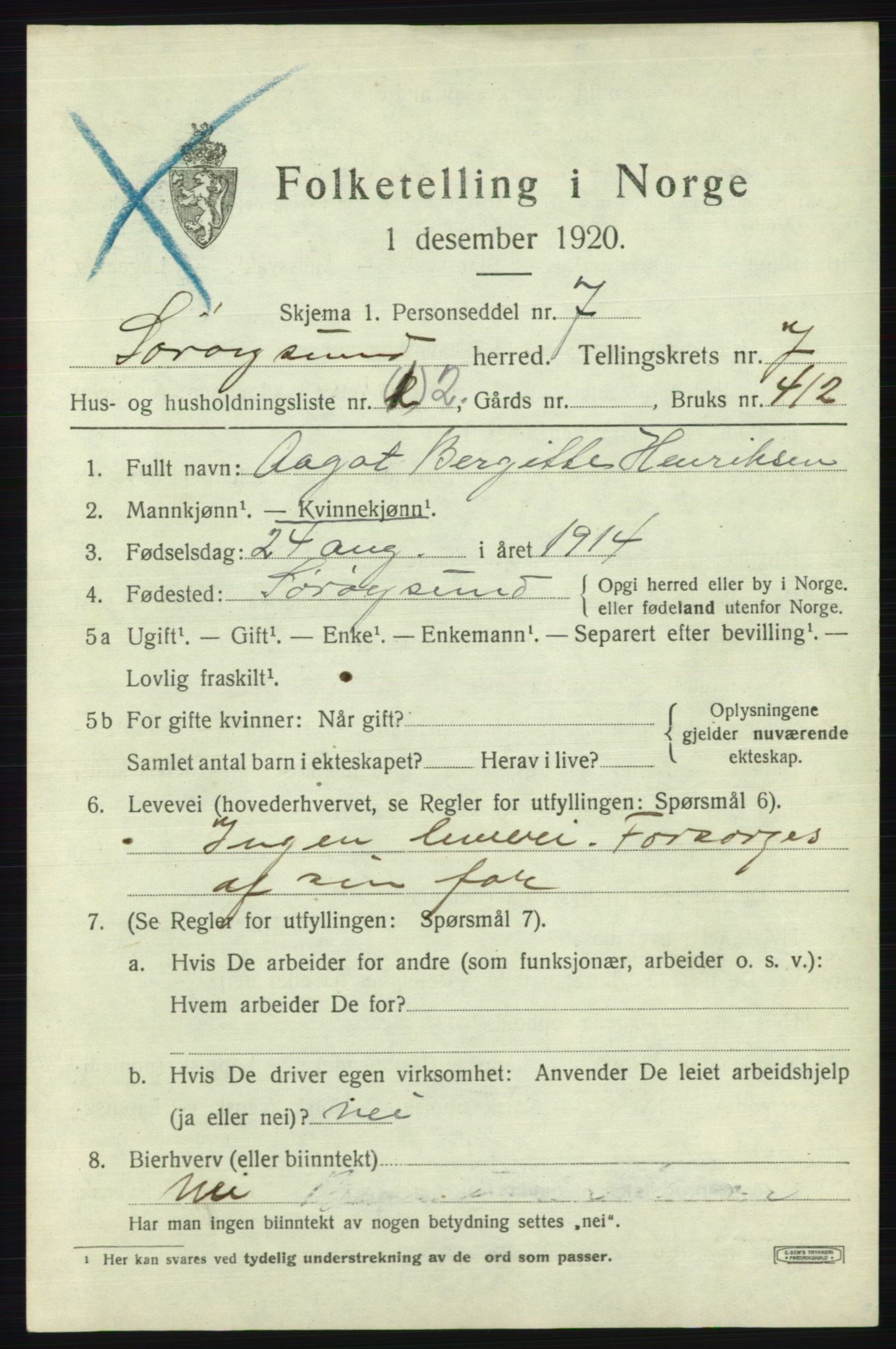 SATØ, Folketelling 1920 for 2016 Sørøysund herred, 1920, s. 2808