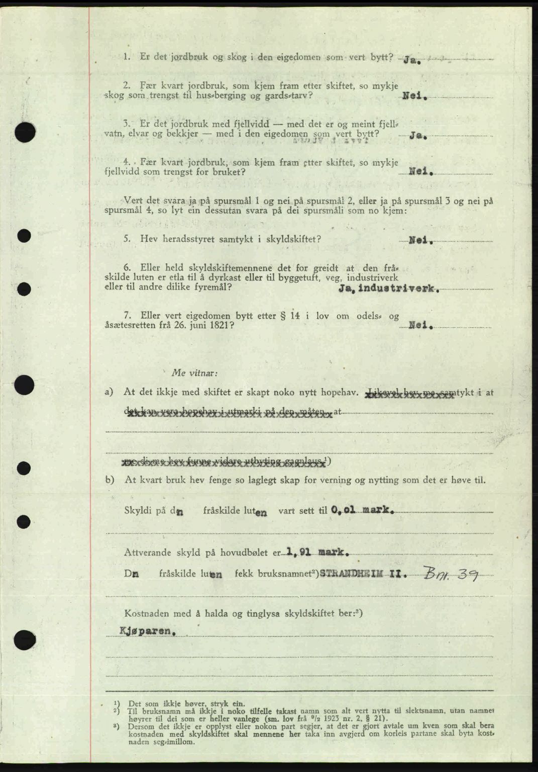 Nordre Sunnmøre sorenskriveri, AV/SAT-A-0006/1/2/2C/2Ca: Pantebok nr. A23, 1946-1947, Dagboknr: 105/1947