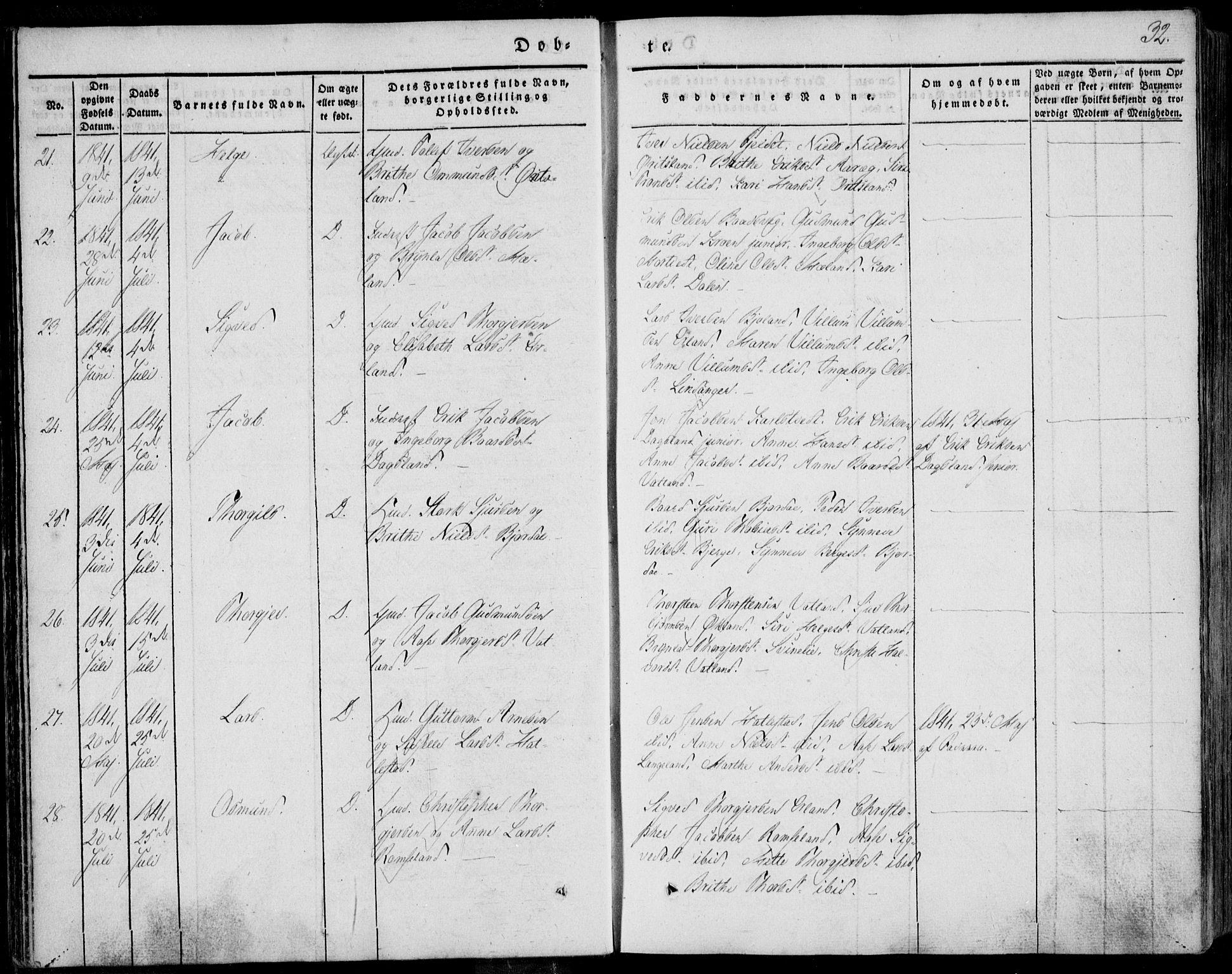 Skjold sokneprestkontor, AV/SAST-A-101847/H/Ha/Haa/L0006: Ministerialbok nr. A 6.1, 1835-1858, s. 32
