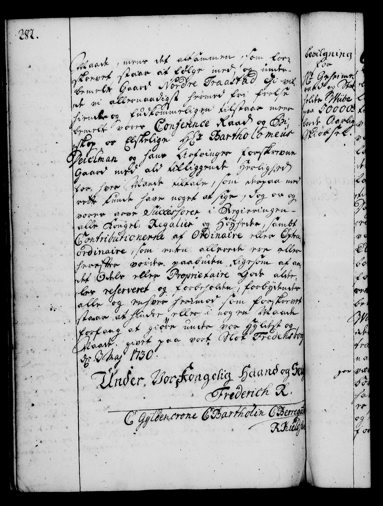 Rentekammeret, Kammerkanselliet, RA/EA-3111/G/Gg/Gga/L0003: Norsk ekspedisjonsprotokoll med register (merket RK 53.3), 1727-1734, s. 282