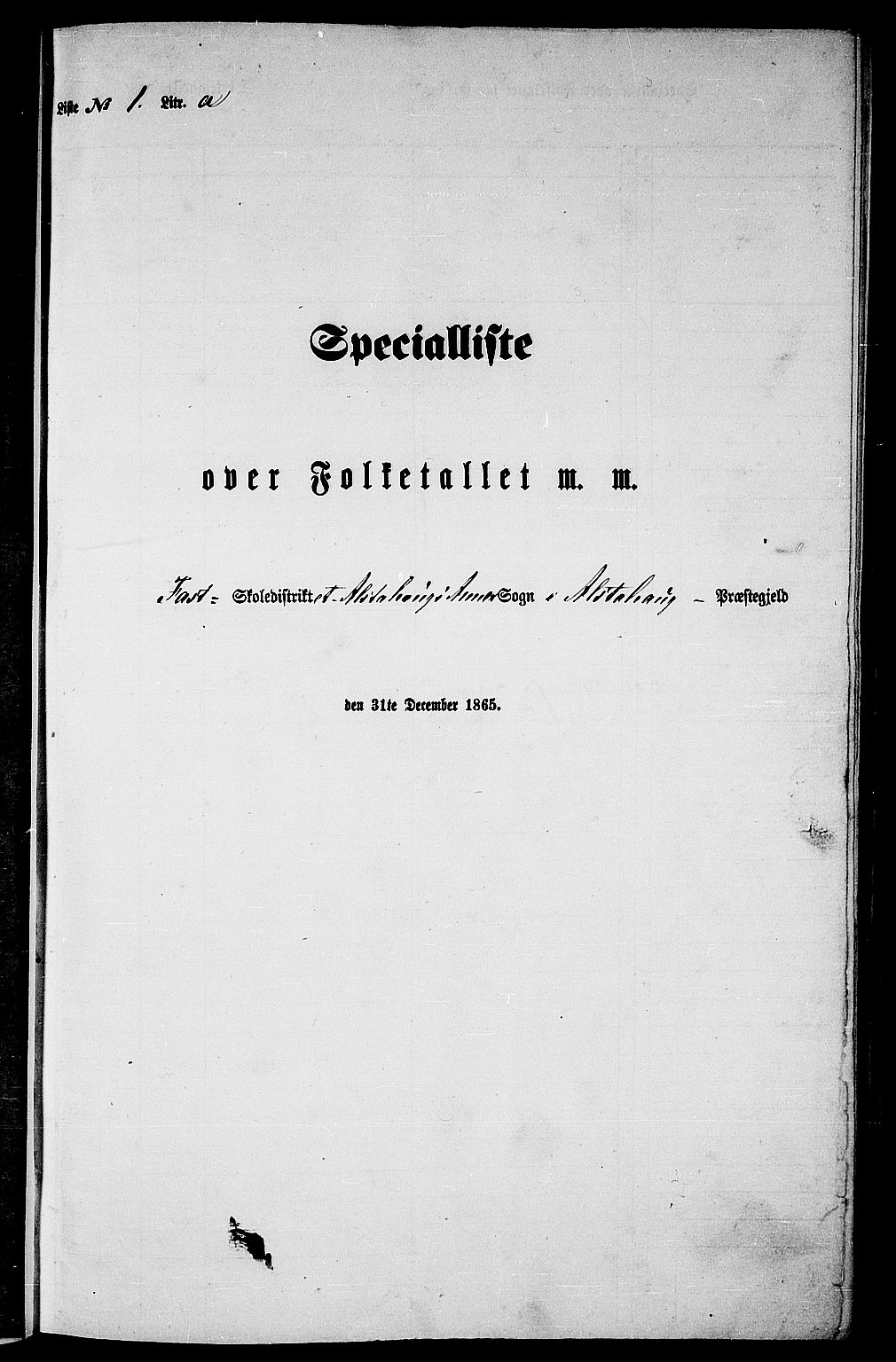 RA, Folketelling 1865 for 1820P Alstahaug prestegjeld, 1865, s. 14