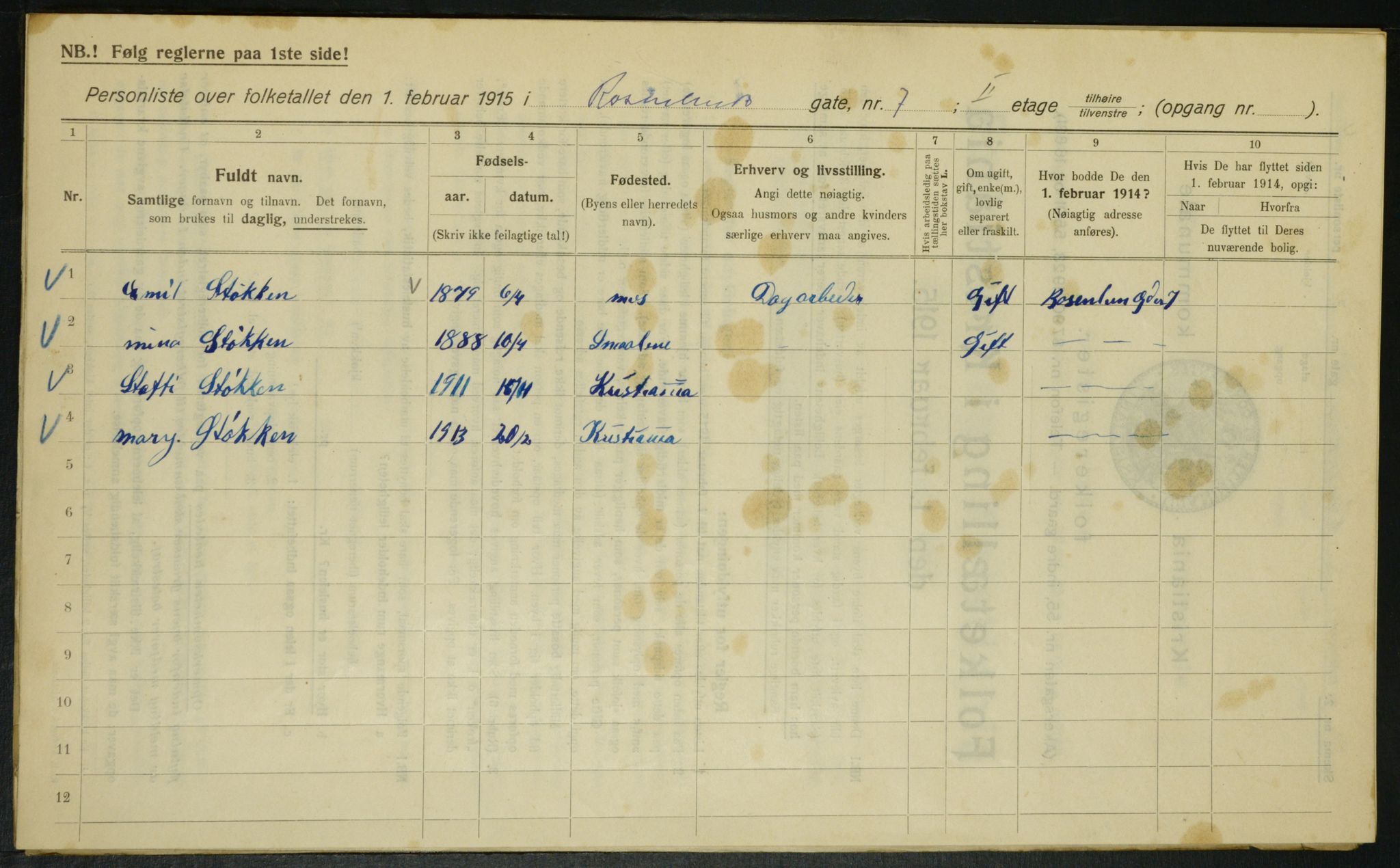 OBA, Kommunal folketelling 1.2.1915 for Kristiania, 1915, s. 83714