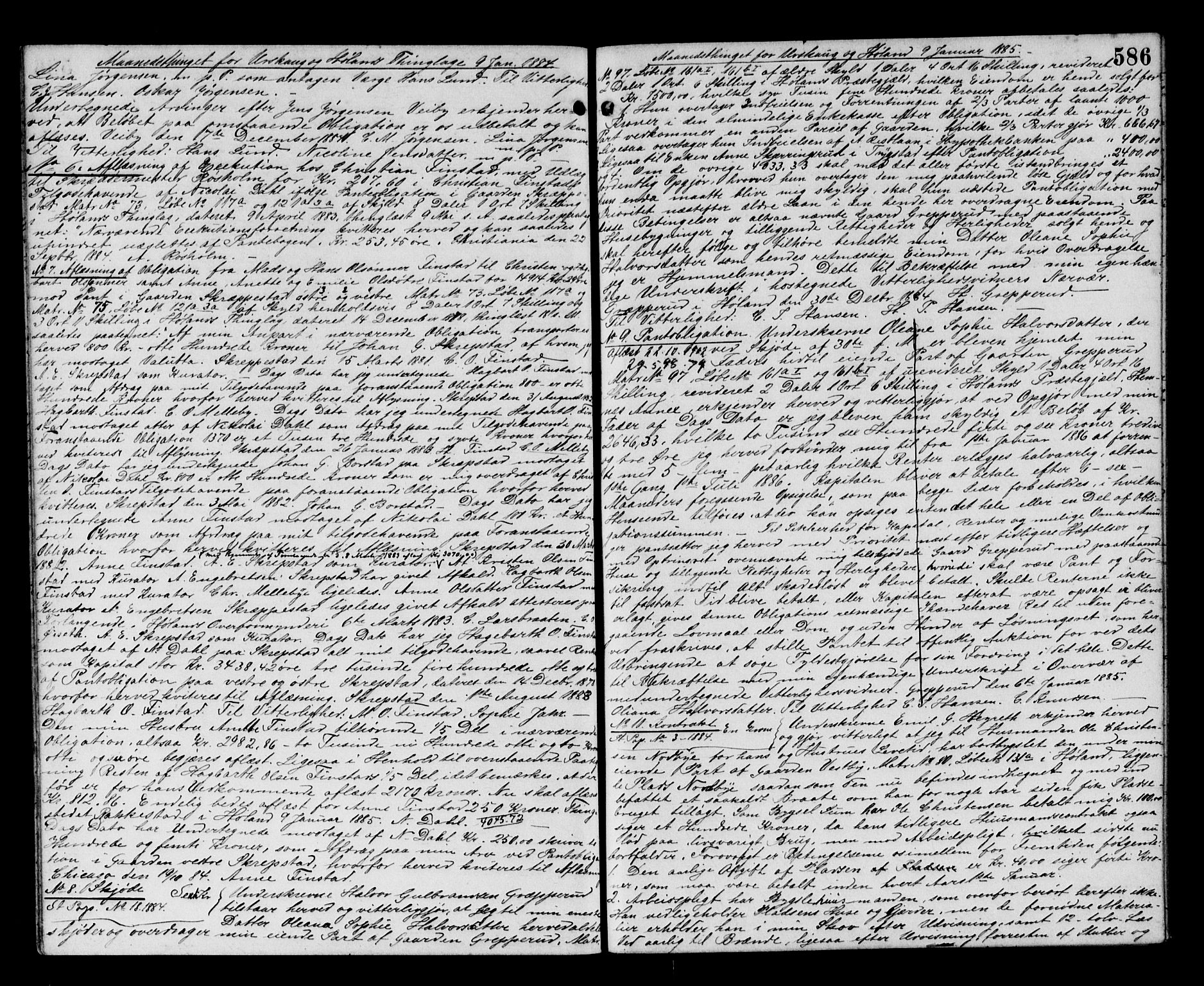 Nedre Romerike sorenskriveri, SAO/A-10469/G/Gb/Gba/L0030: Pantebok nr. 23, 1880-1885, s. 586