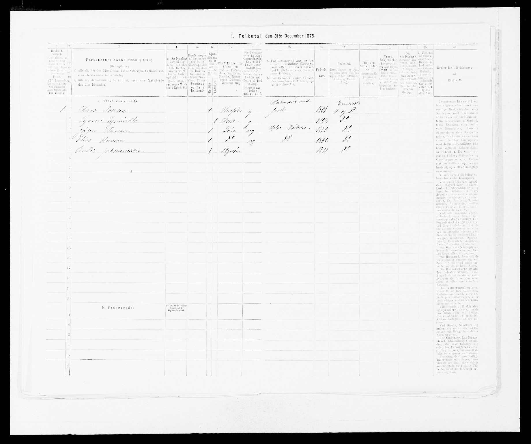 SAB, Folketelling 1875 for 1411P Eivindvik prestegjeld, 1875, s. 906