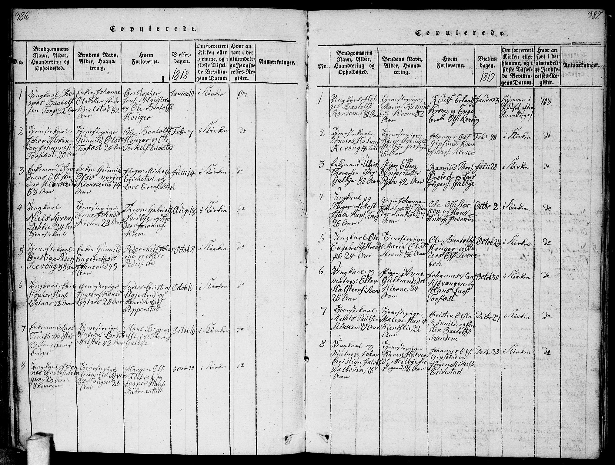 Vestby prestekontor Kirkebøker, SAO/A-10893/F/Fa/L0005: Ministerialbok nr. I 5, 1814-1827, s. 386-387