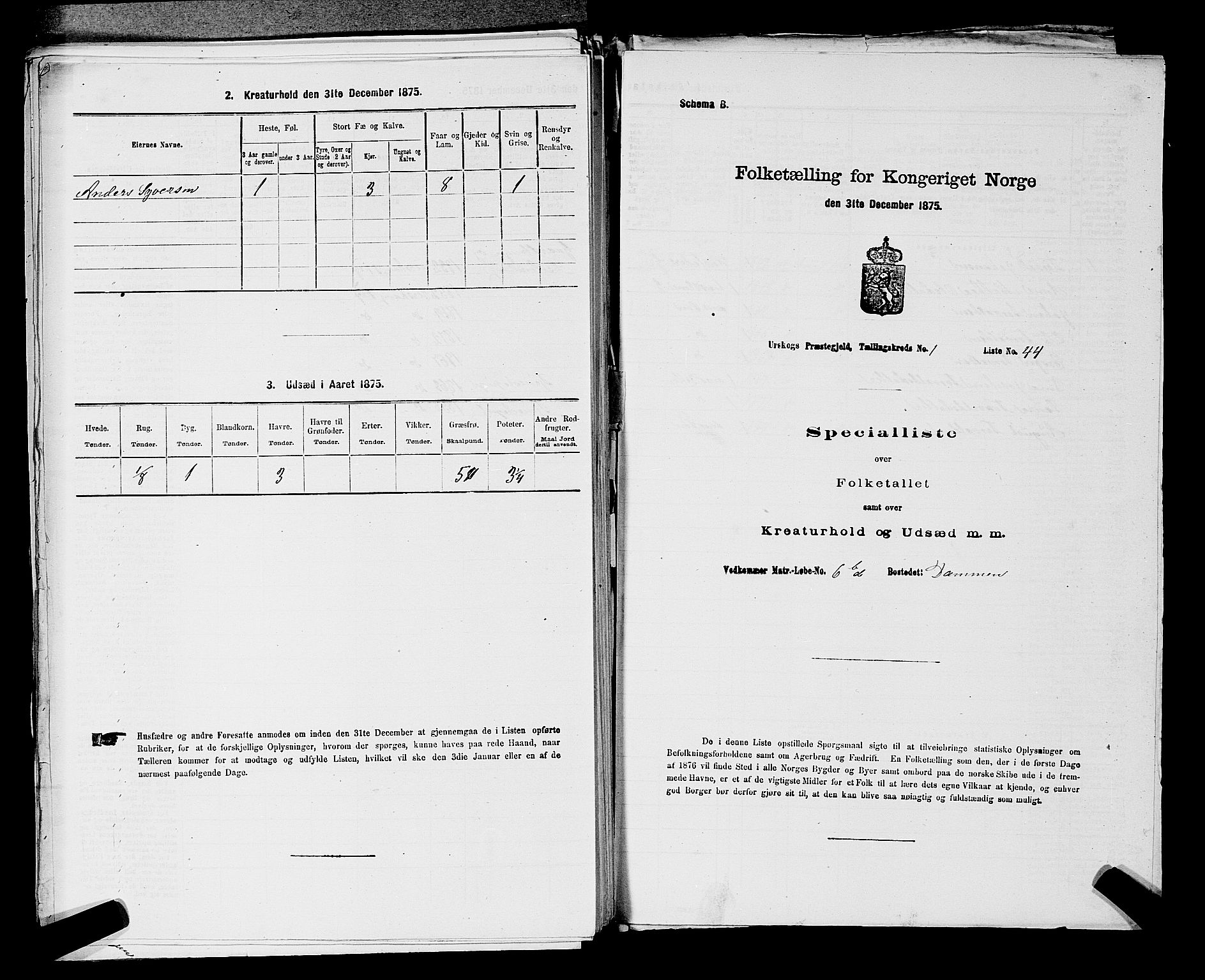 RA, Folketelling 1875 for 0224P Aurskog prestegjeld, 1875, s. 134