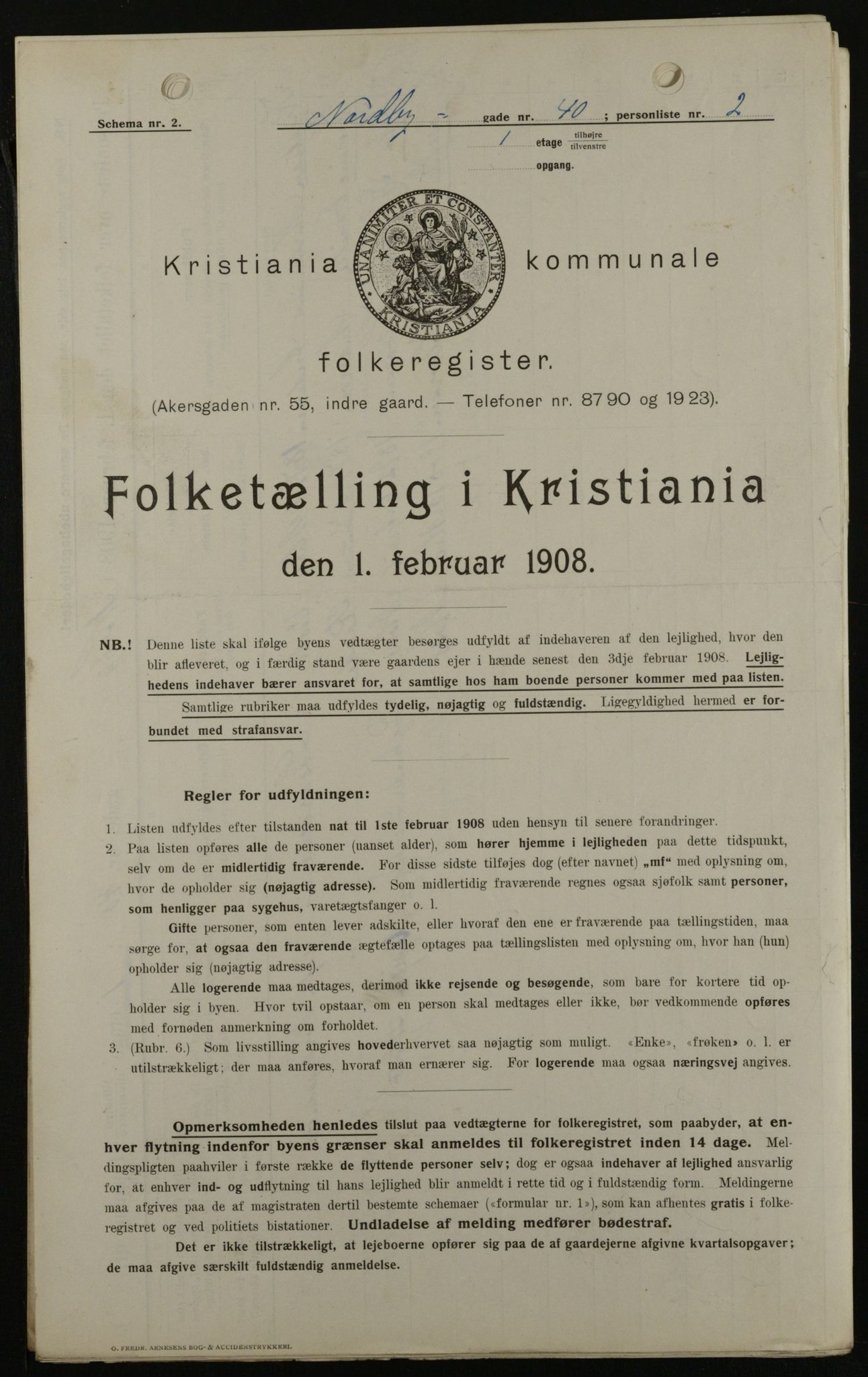 OBA, Kommunal folketelling 1.2.1908 for Kristiania kjøpstad, 1908, s. 64555