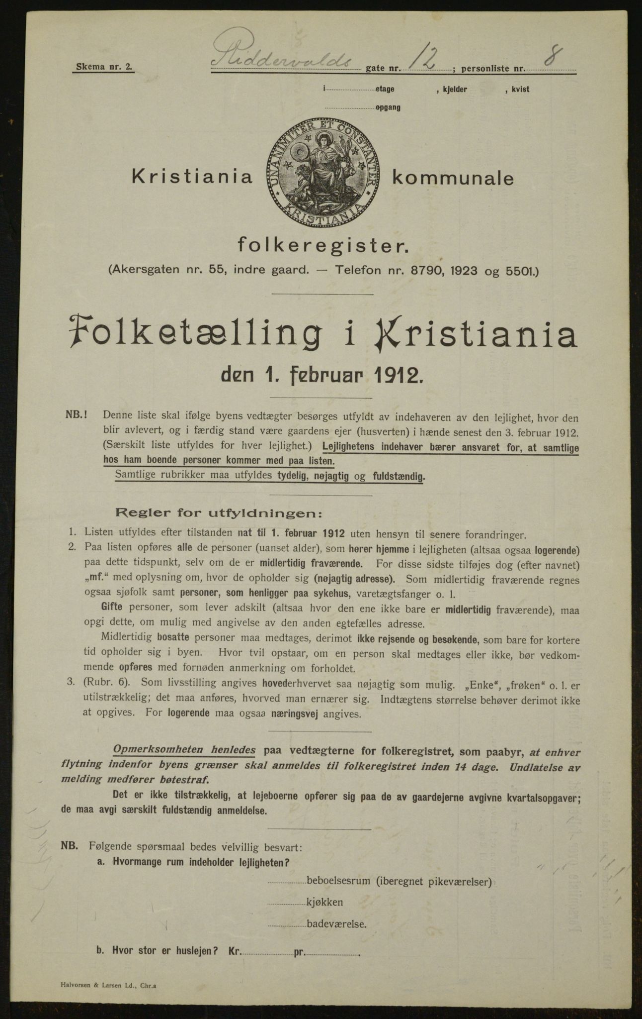 OBA, Kommunal folketelling 1.2.1912 for Kristiania, 1912, s. 83370