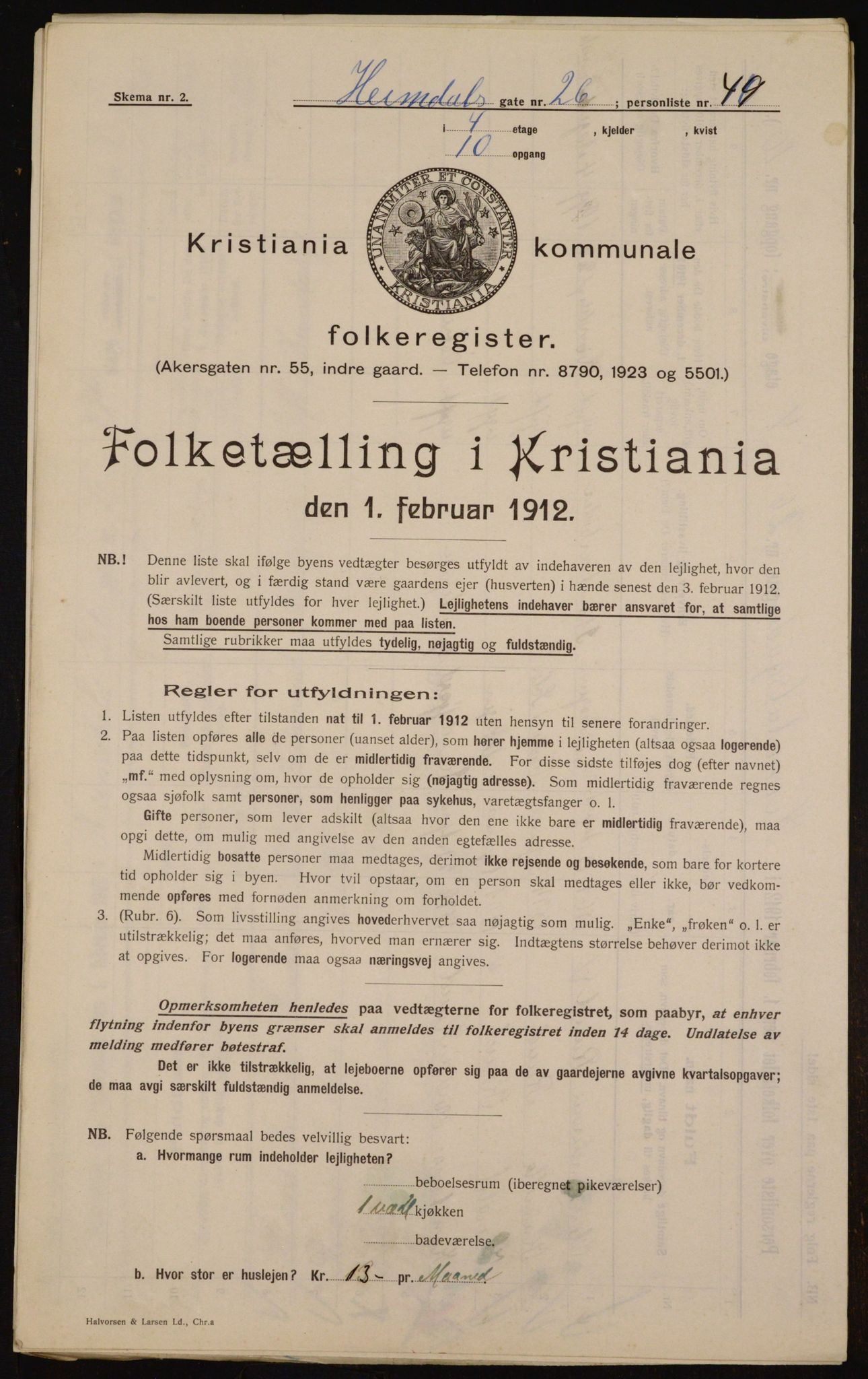 OBA, Kommunal folketelling 1.2.1912 for Kristiania, 1912, s. 37246