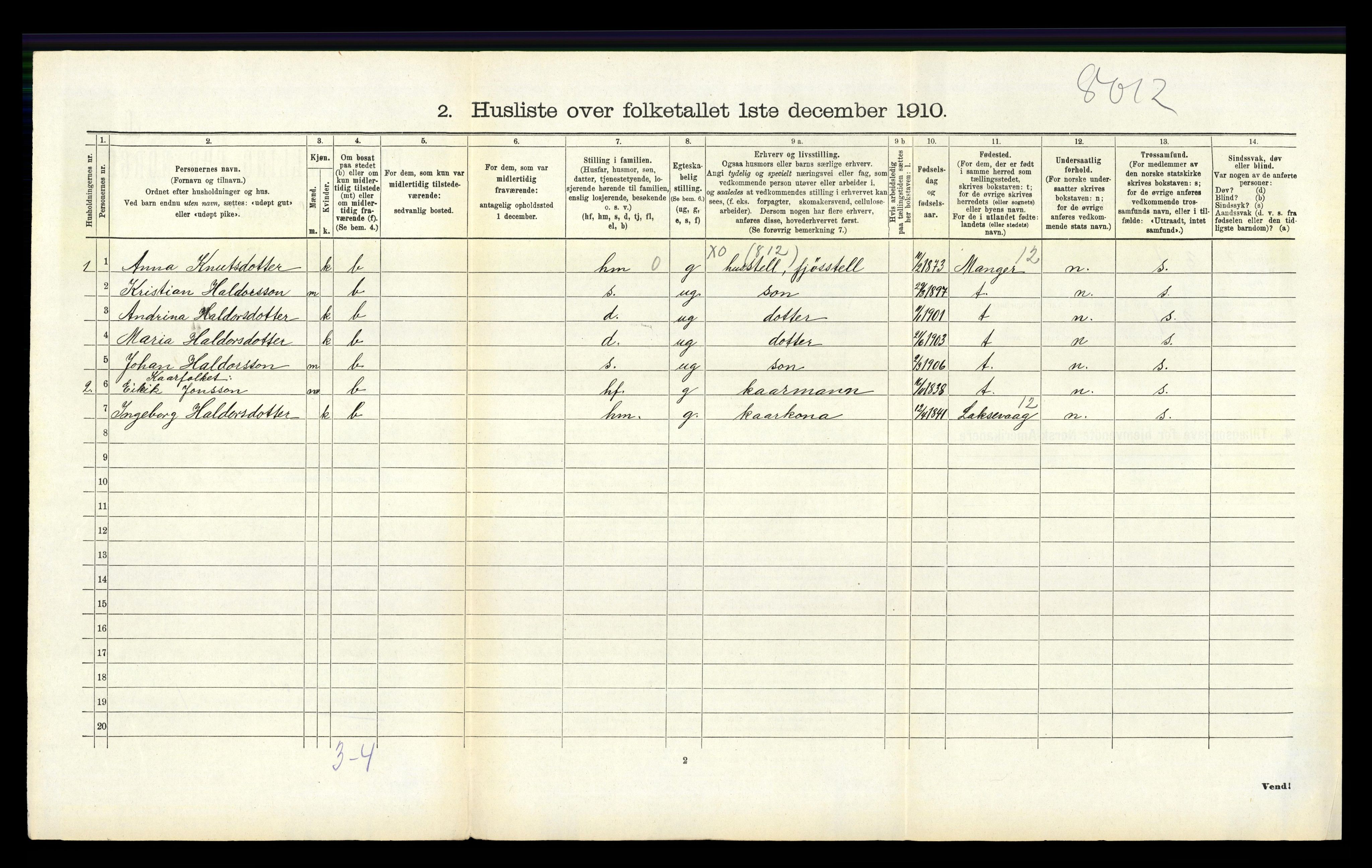 RA, Folketelling 1910 for 1254 Hamre herred, 1910, s. 119