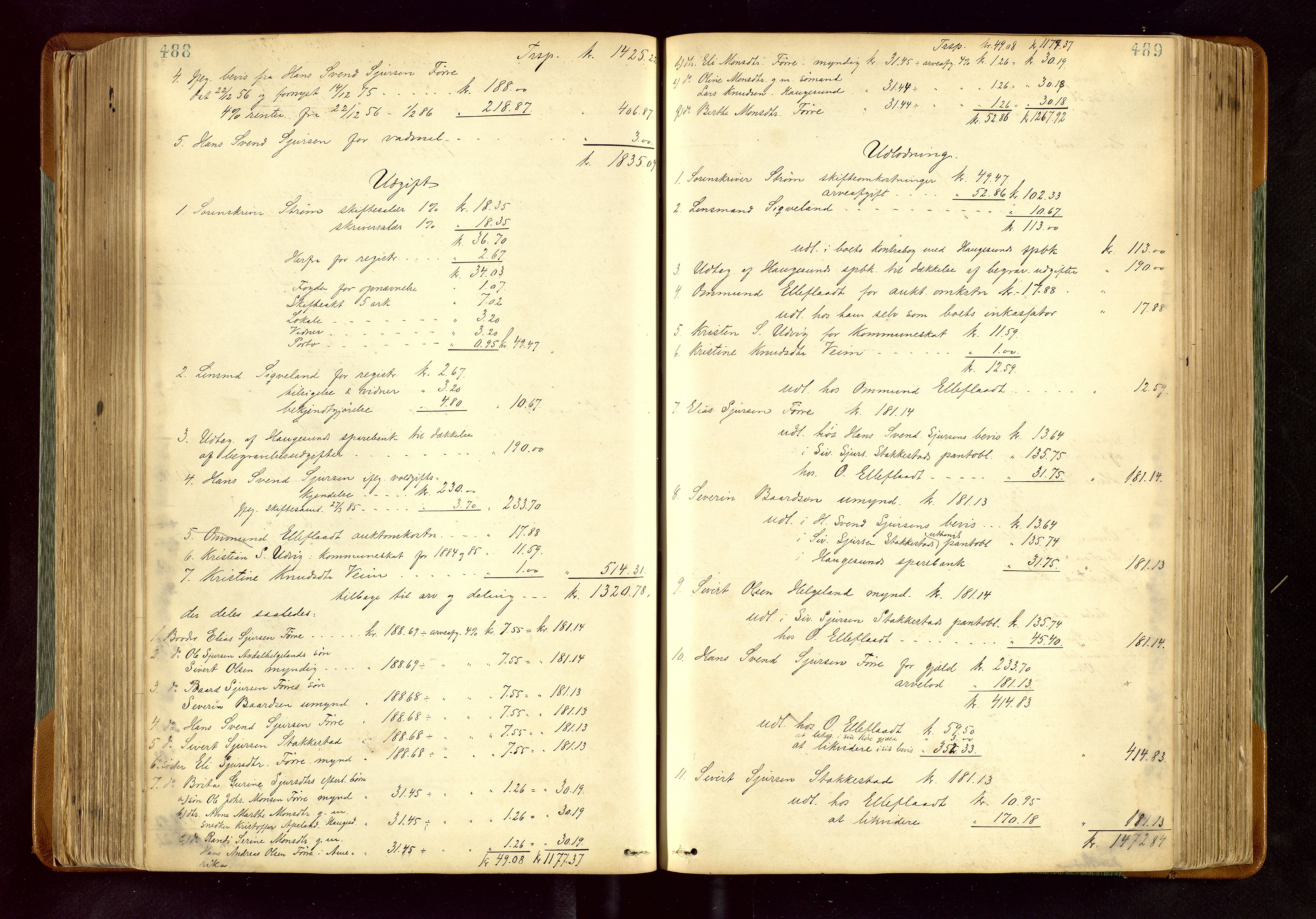 Karmsund sorenskriveri, AV/SAST-A-100311/01/IV/IVDB/L0011: SKIFTEPROTOKOLL SKUDENES, AVALDSNES, 1879-1894, s. 488-489