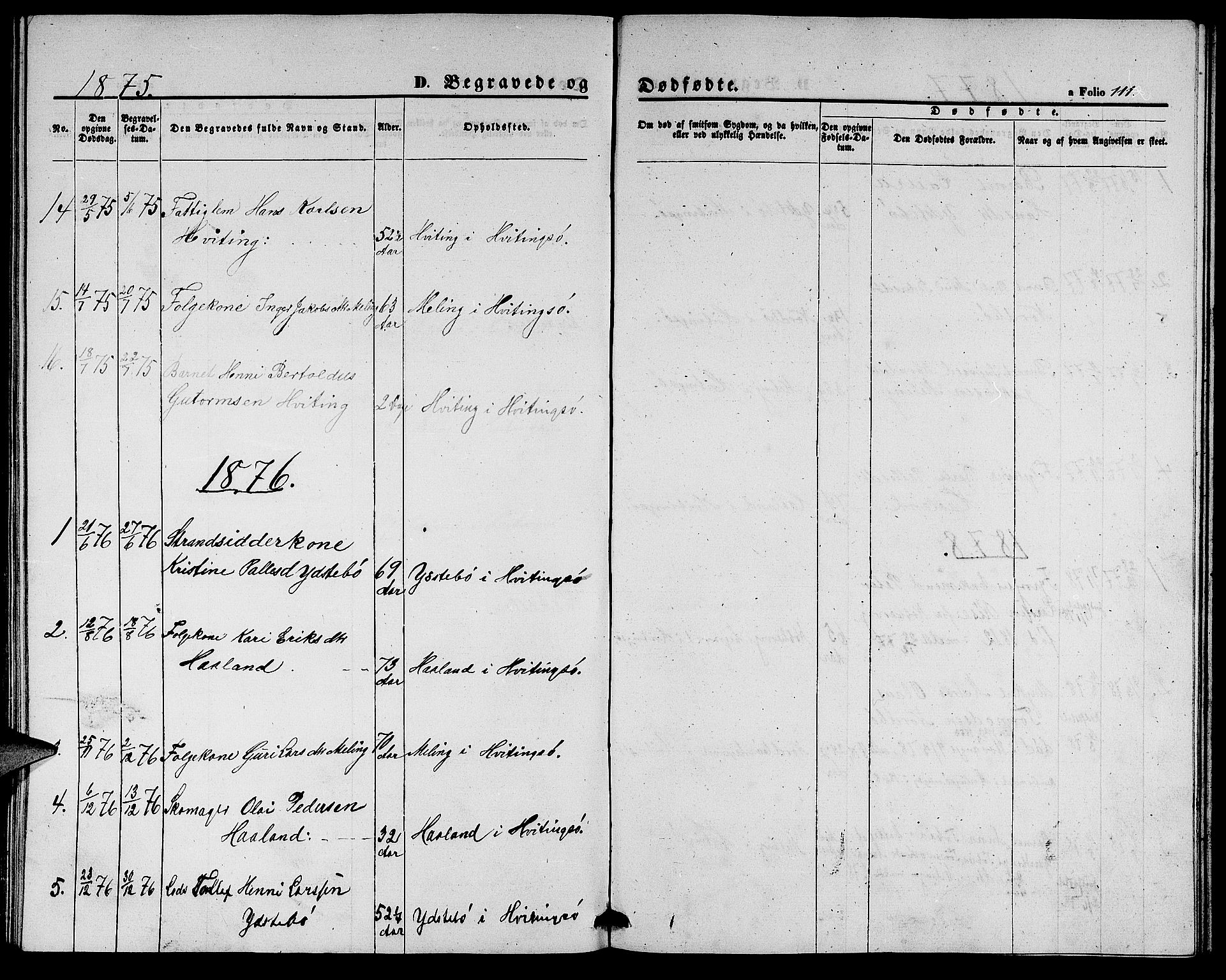 Rennesøy sokneprestkontor, AV/SAST-A -101827/H/Ha/Hab/L0003: Klokkerbok nr. B 3, 1855-1888, s. 111