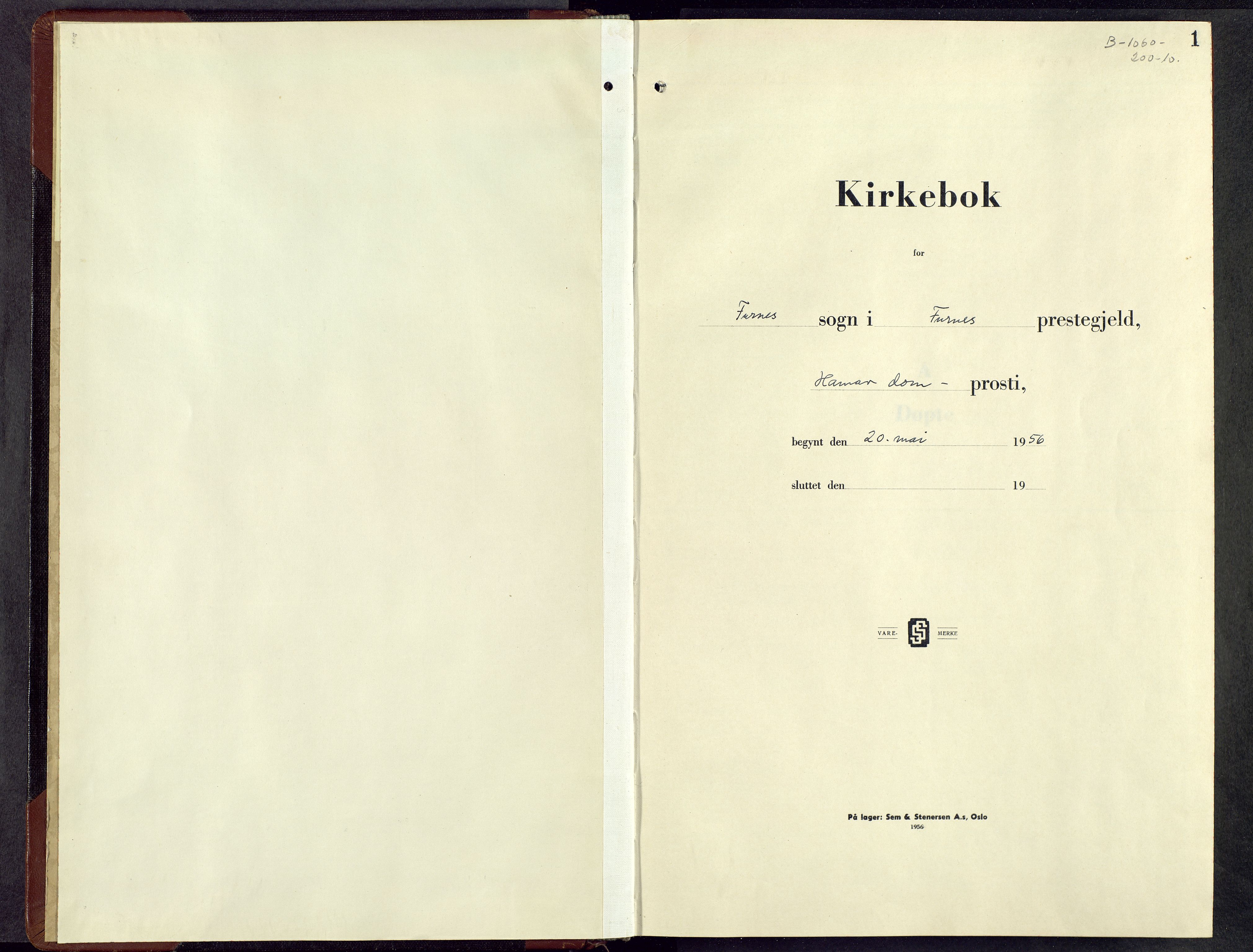 Furnes prestekontor, SAH/PREST-012/L/La/L0003: Klokkerbok nr. 3, 1956-1970, s. 0b-1a