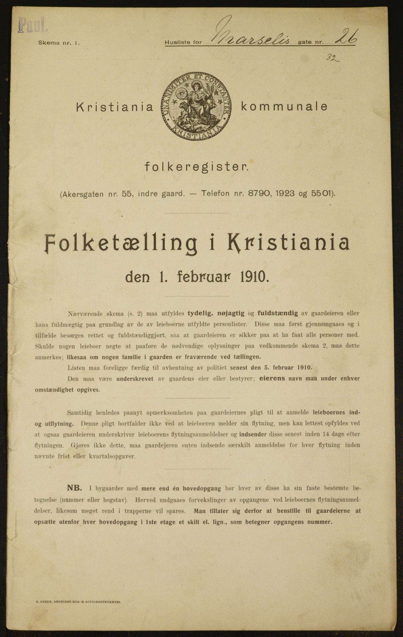 OBA, Kommunal folketelling 1.2.1910 for Kristiania, 1910, s. 62320