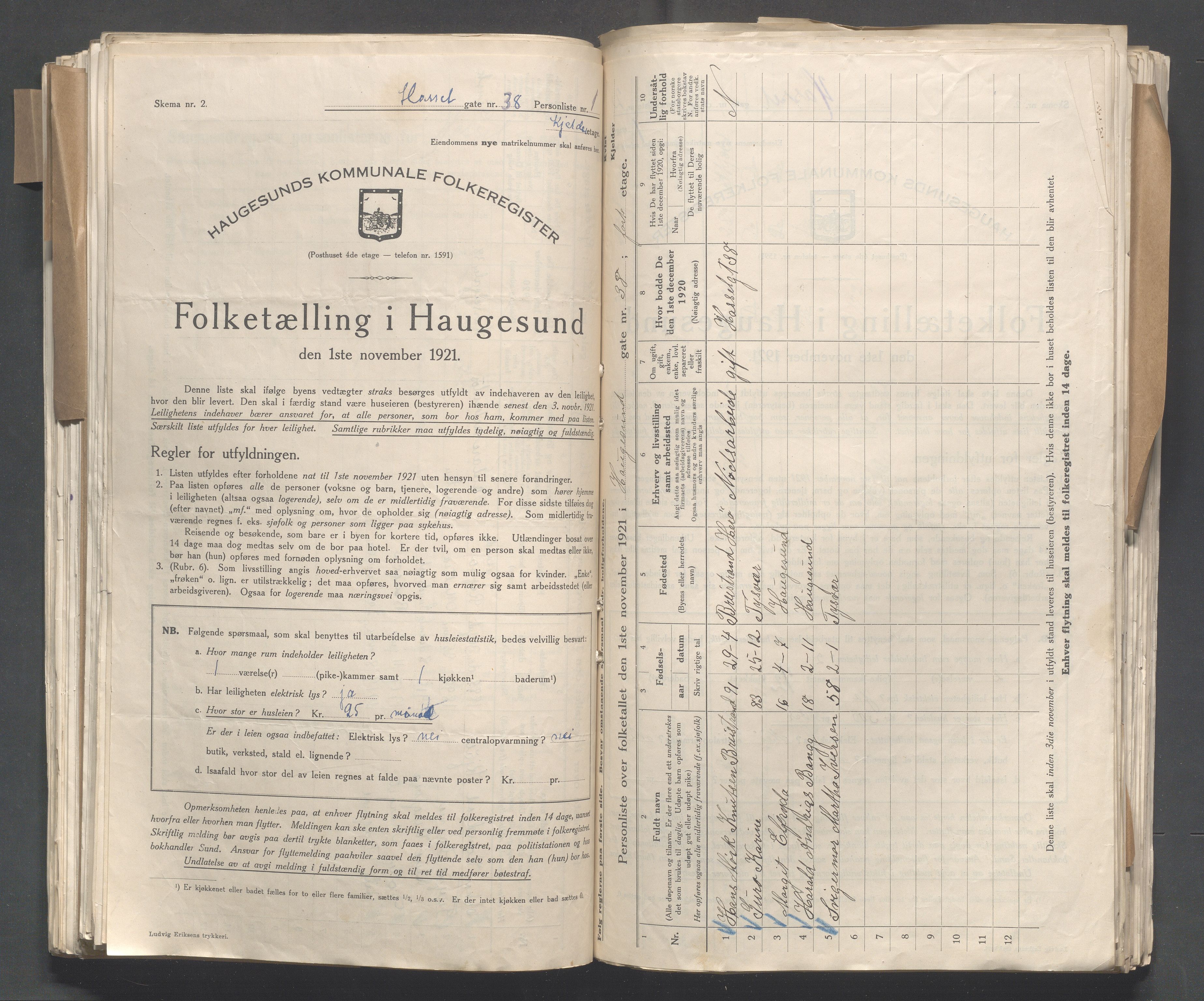 IKAR, Kommunal folketelling 1.11.1921 for Haugesund, 1921, s. 6061