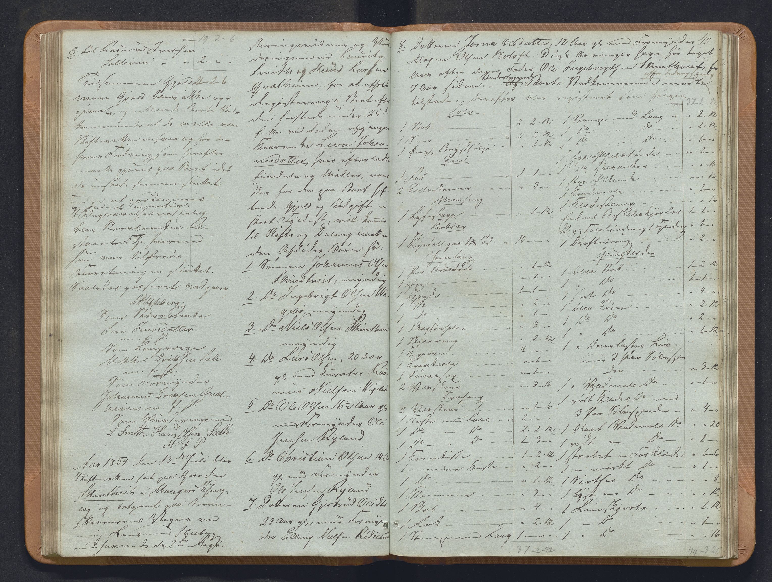 Nordhordland sorenskrivar, SAB/A-2901/1/H/Hb/L0018: Registreringsprotokollar, 1853-1856, s. 40