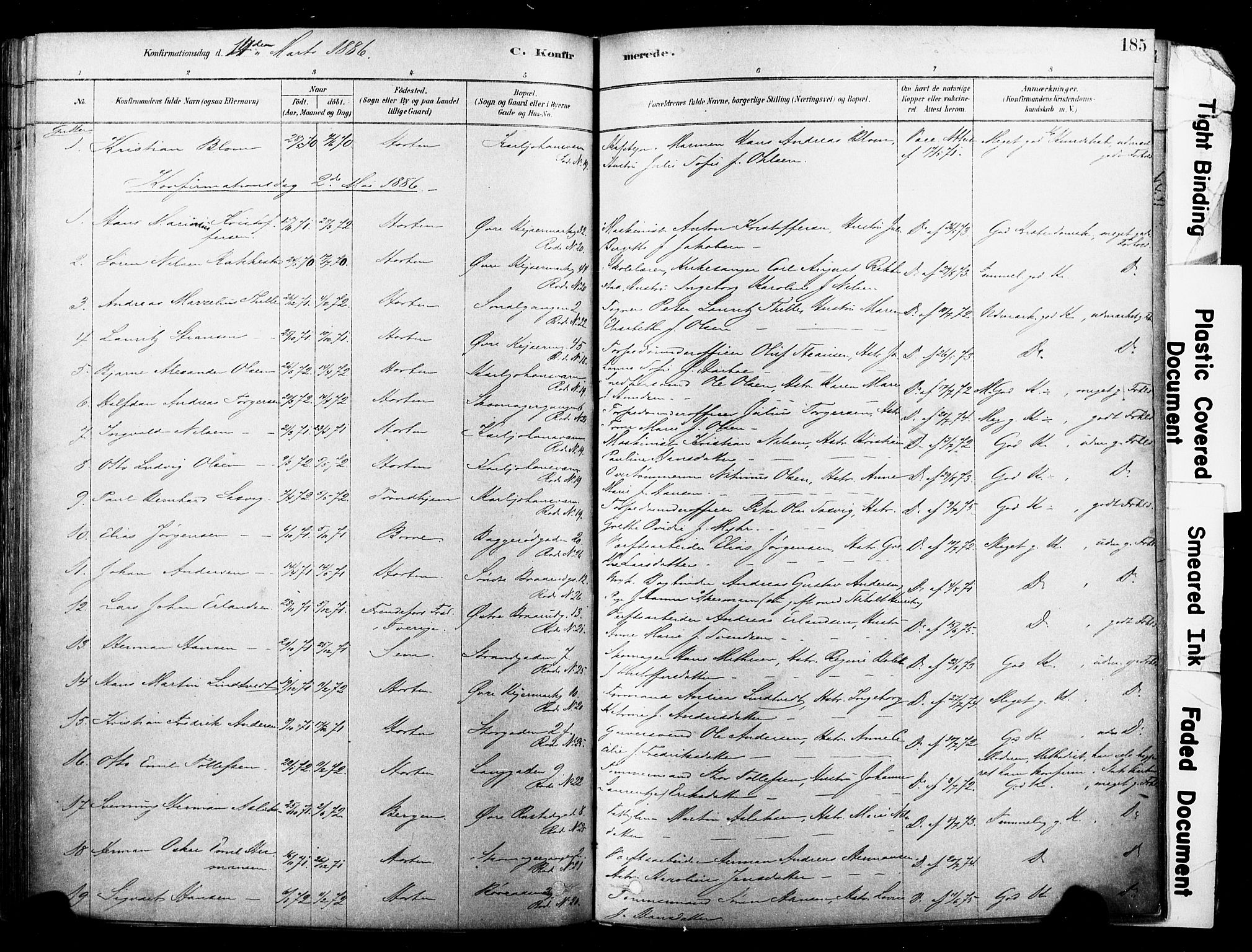 Horten kirkebøker, AV/SAKO-A-348/F/Fa/L0003: Ministerialbok nr. 3, 1878-1887, s. 185