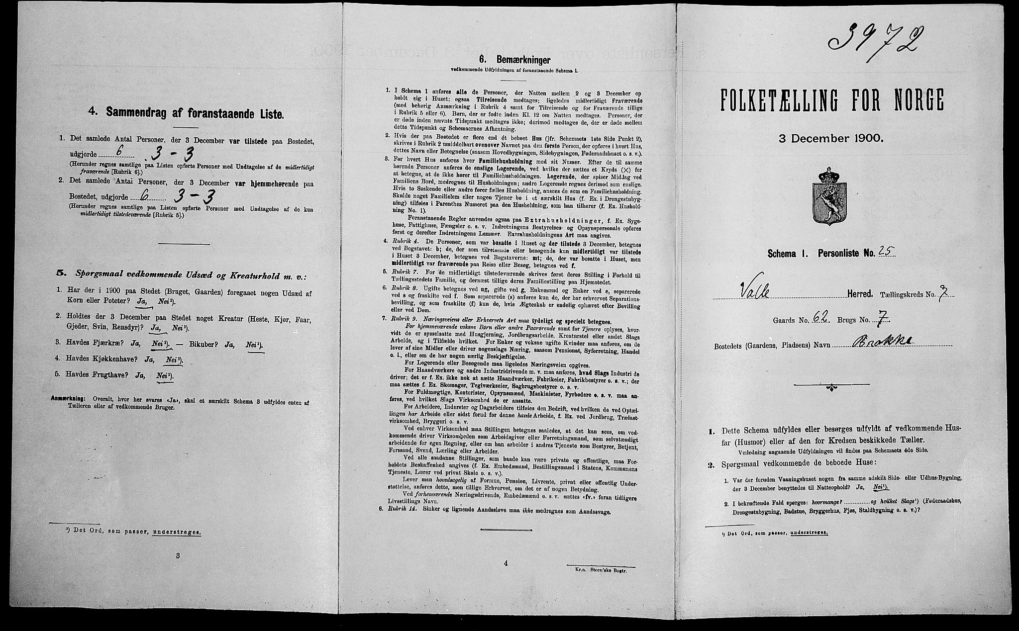 SAK, Folketelling 1900 for 0940 Valle herred, 1900, s. 635