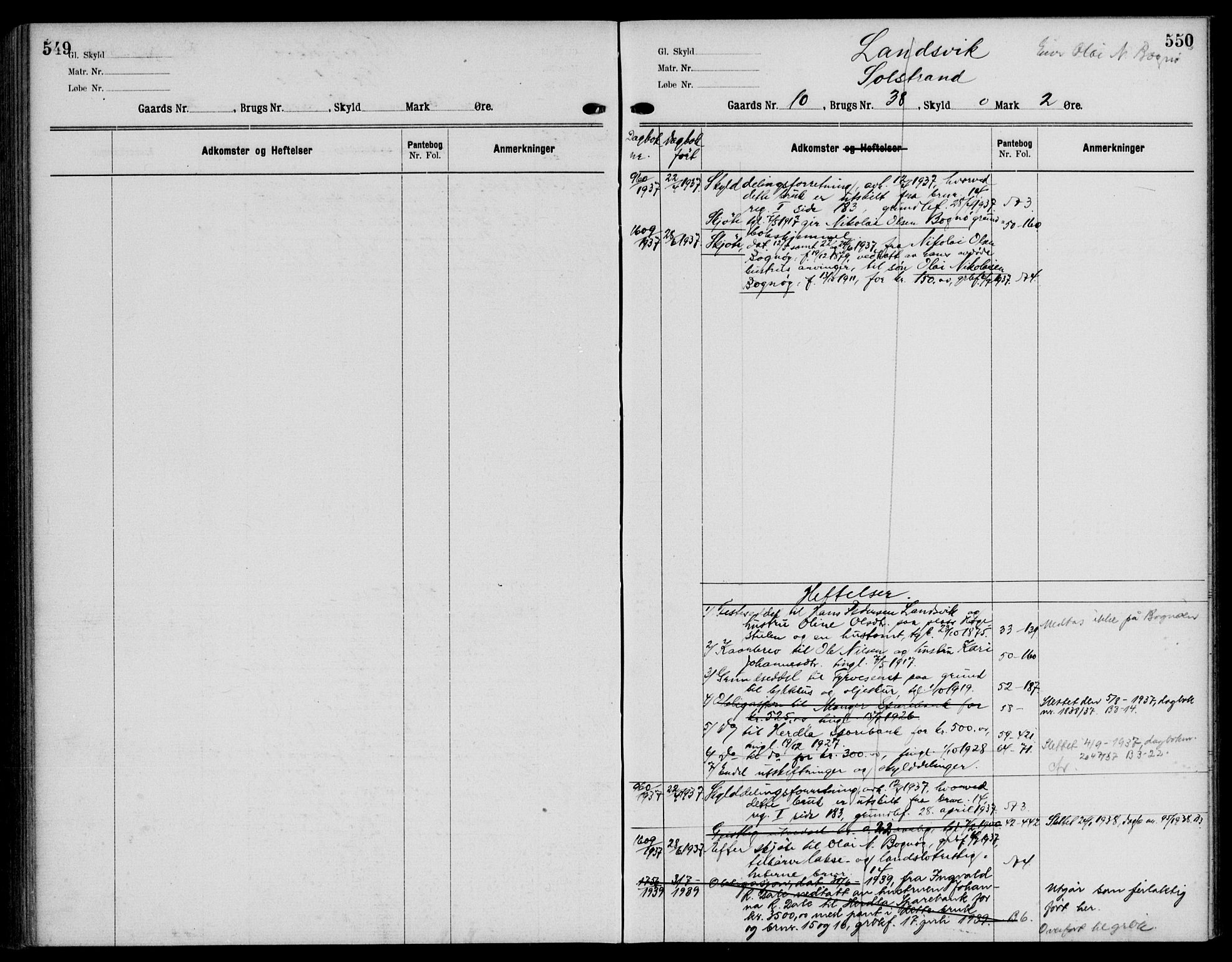 Nordhordland sorenskrivar, AV/SAB-A-2901/1/G/Ga/Gaaa/L0046: Panteregister nr. II.A.a.46, 1893-1952, s. 549-550