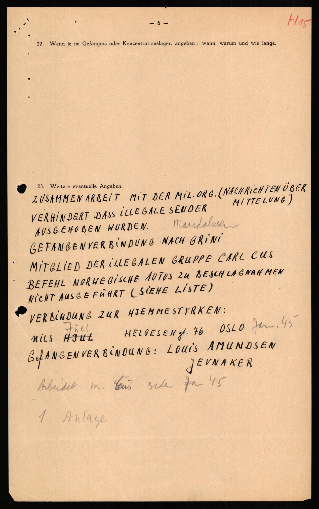 Forsvaret, Forsvarets overkommando II, RA/RAFA-3915/D/Db/L0012: CI Questionaires. Tyske okkupasjonsstyrker i Norge. Tyskere., 1945-1946, s. 549