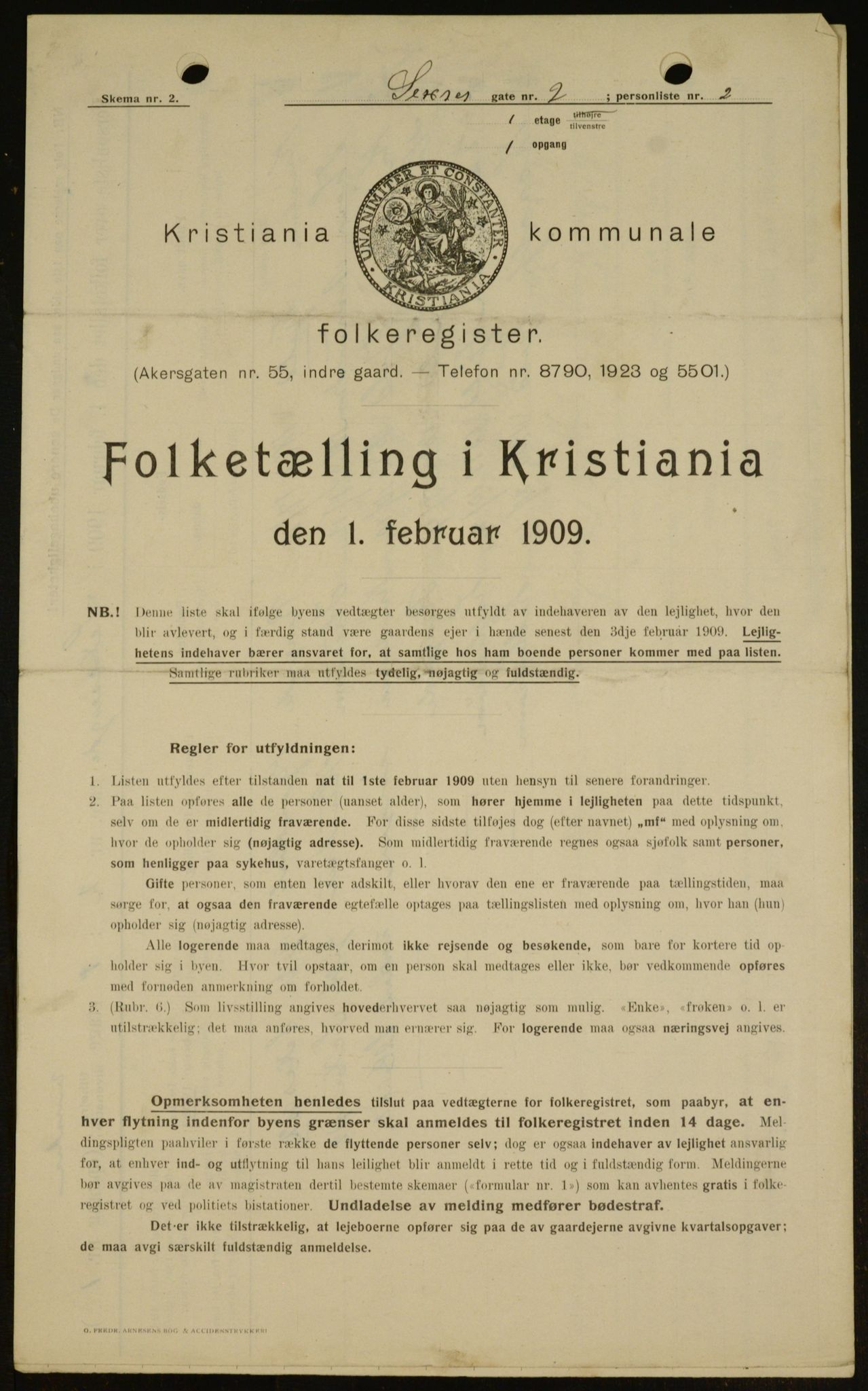 OBA, Kommunal folketelling 1.2.1909 for Kristiania kjøpstad, 1909, s. 85927
