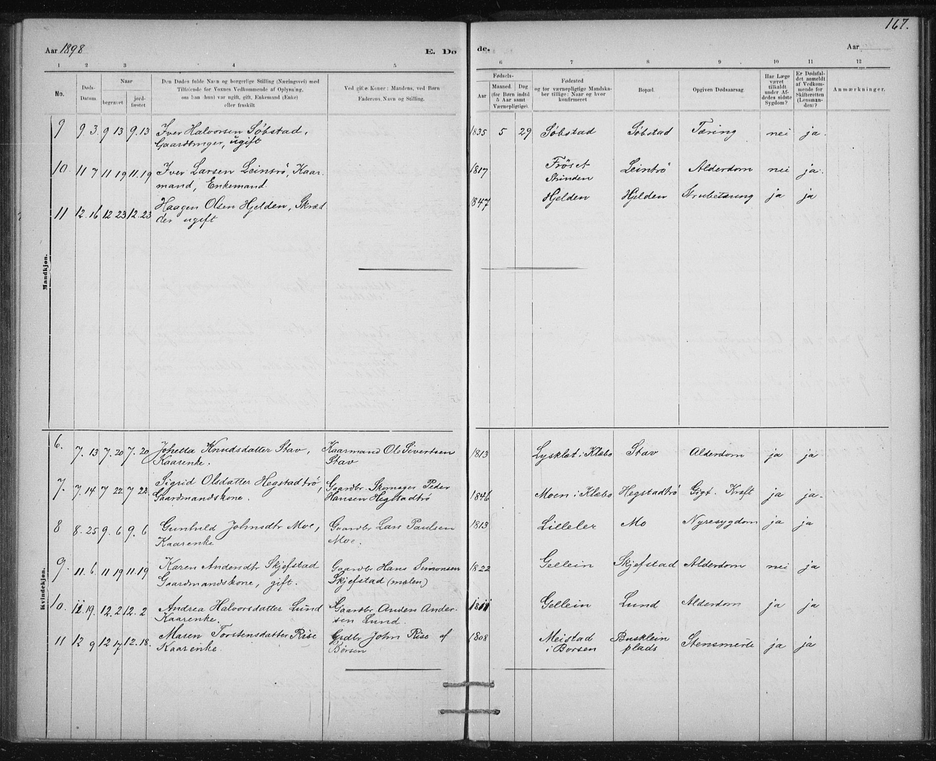 Ministerialprotokoller, klokkerbøker og fødselsregistre - Sør-Trøndelag, AV/SAT-A-1456/613/L0392: Ministerialbok nr. 613A01, 1887-1906, s. 167
