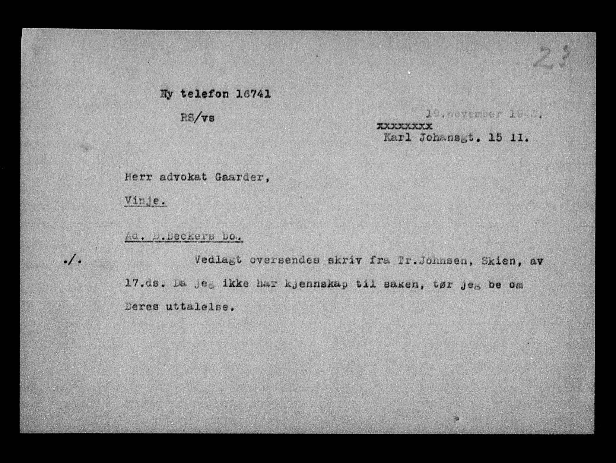 Justisdepartementet, Tilbakeføringskontoret for inndratte formuer, AV/RA-S-1564/H/Hc/Hcd/L0990: --, 1945-1947, s. 22