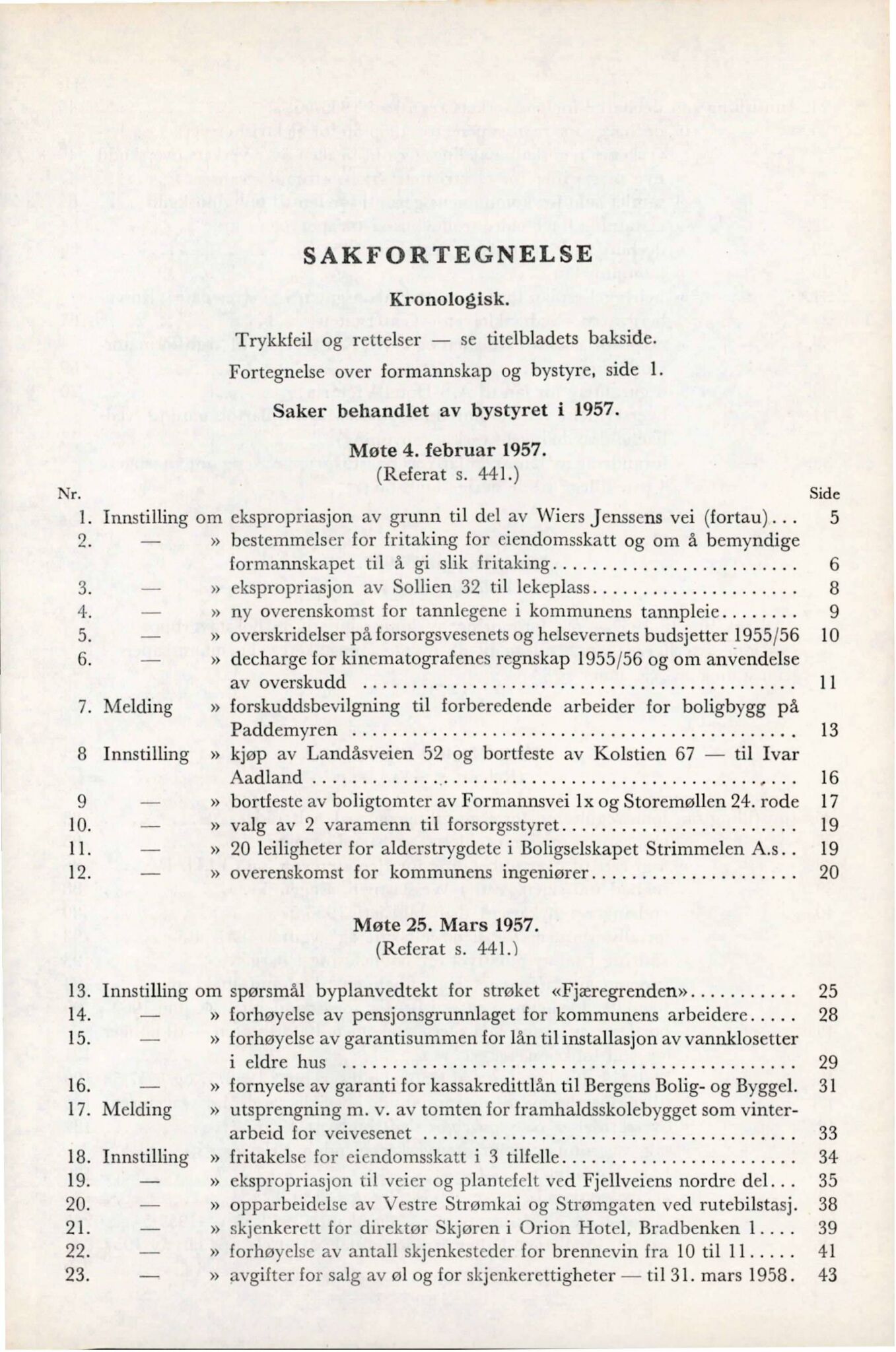 Bergen kommune. Formannskapet, BBA/A-0003/Ad/L0174: Bergens Kommuneforhandlinger, bind I, 1957