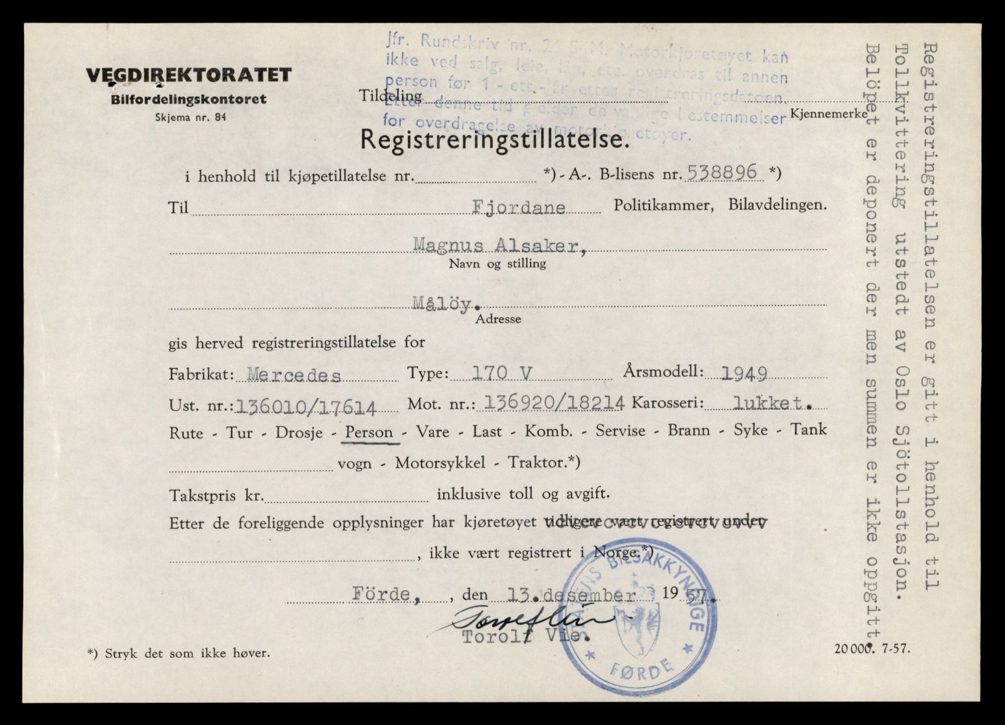 Møre og Romsdal vegkontor - Ålesund trafikkstasjon, AV/SAT-A-4099/F/Fe/L0046: Registreringskort for kjøretøy T 14445 - T 14579, 1927-1998