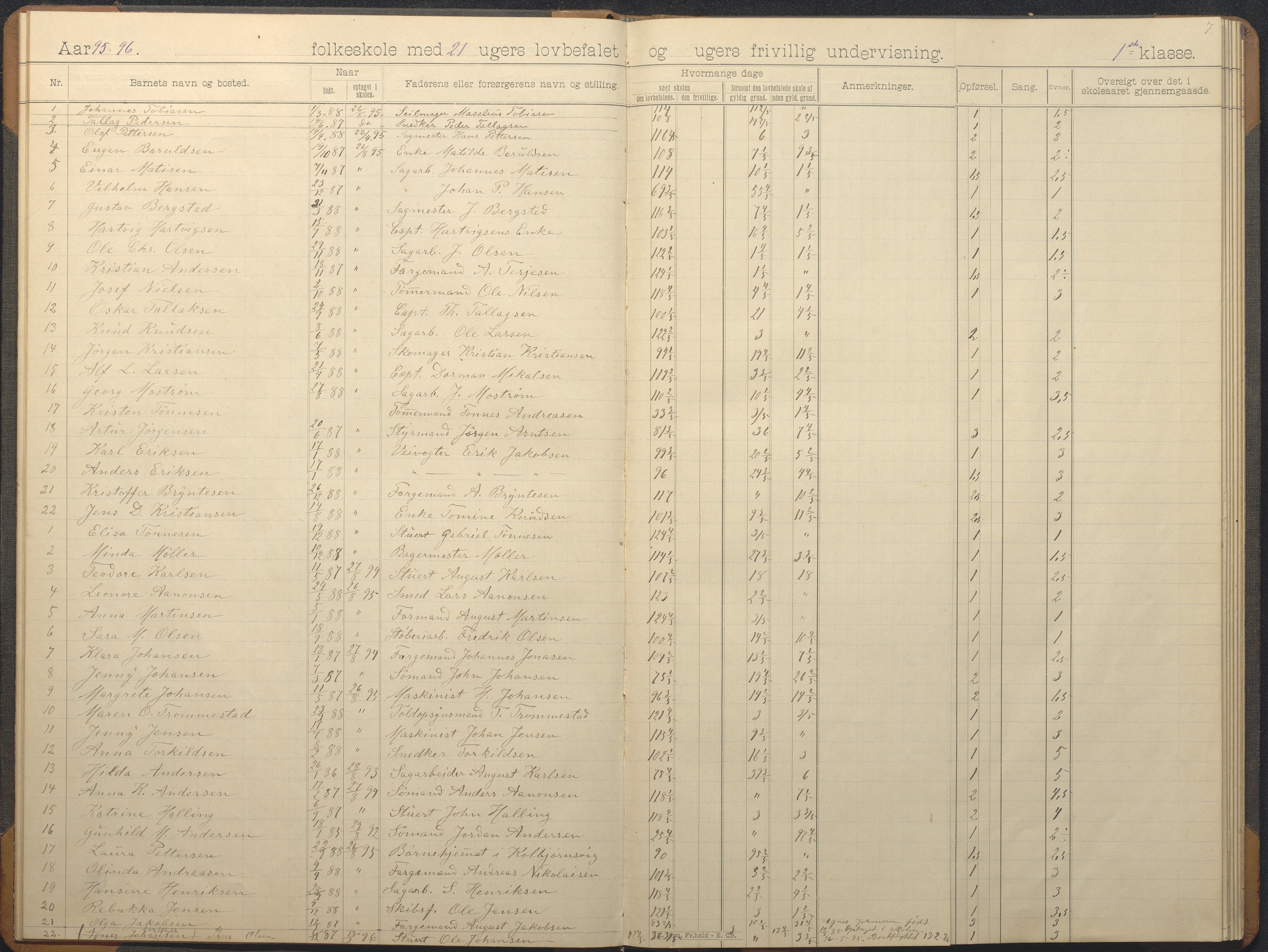 Hisøy kommune frem til 1991, AAKS/KA0922-PK/32/L0013: Skoleprotokoll, 1892-1908, s. 7